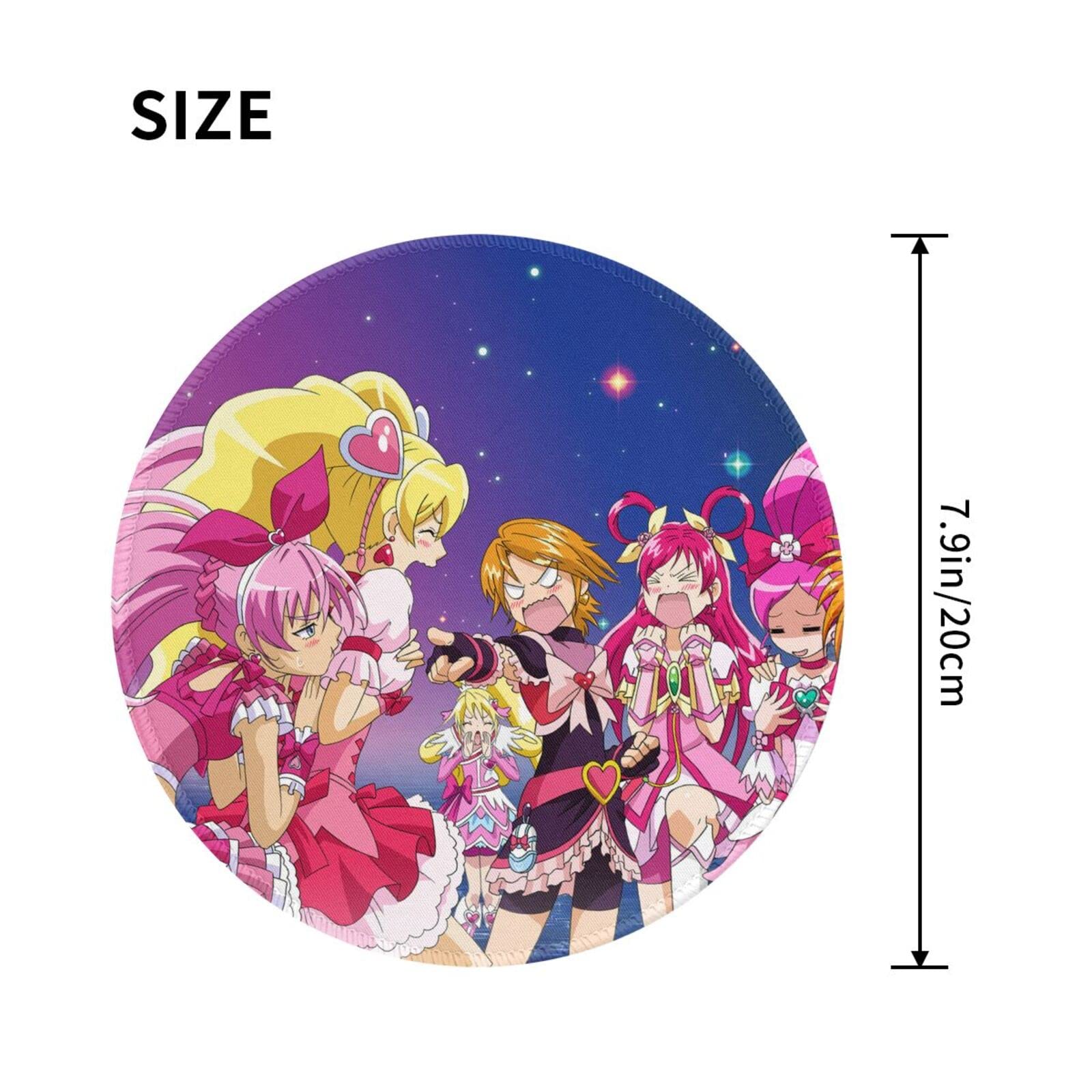 Cute Pretty Cure Round Mouse Pad, Gaming Mouse Pad, Waterproof, Anti-Slip, Durable, Stylish, Mouse Pad, for Office and Home, 2 Pieces