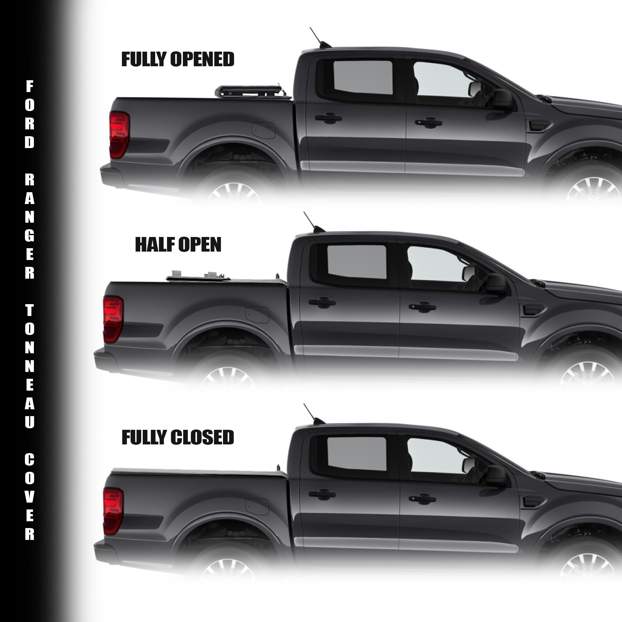 CoveRex TFX Series Armordillo USA Low Profile Hard Tri-Fold Truck Bed Tonneau Cover Fits 2019-2023 Ford Ranger 5 Ft (60") Short Bed