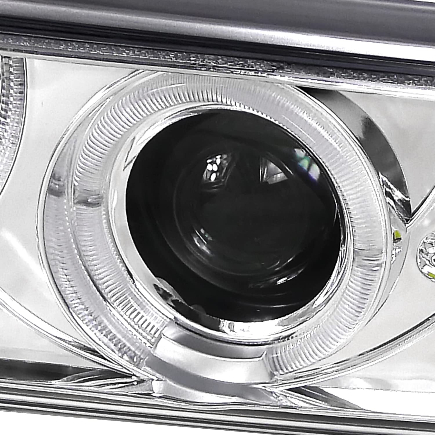 Chrome Halo SMD LED Projector Headlights + Chrome Bumper Lights SPEC-D TUNING Compatible with 1998-2004 Chevy S10, Left + Right Pair Headlamps Assembly