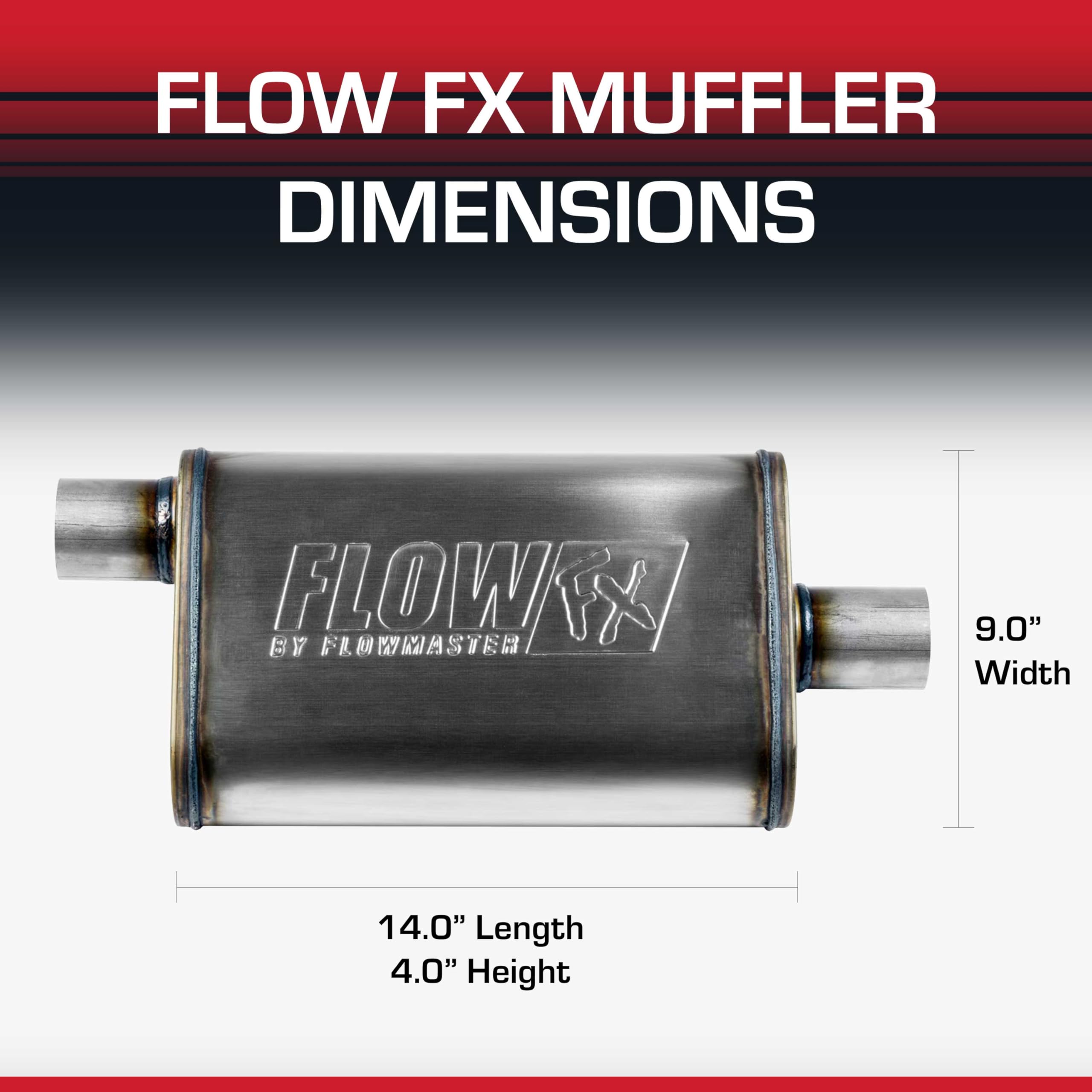 Flowmaster Chambered FX Muffler – 2.25” Offset In / 2.25” Center Out – Moderate Sound – Stainless Steel – Affordable Performance for Modern Trucks, Muscle Cars & Daily Drivers (71225)