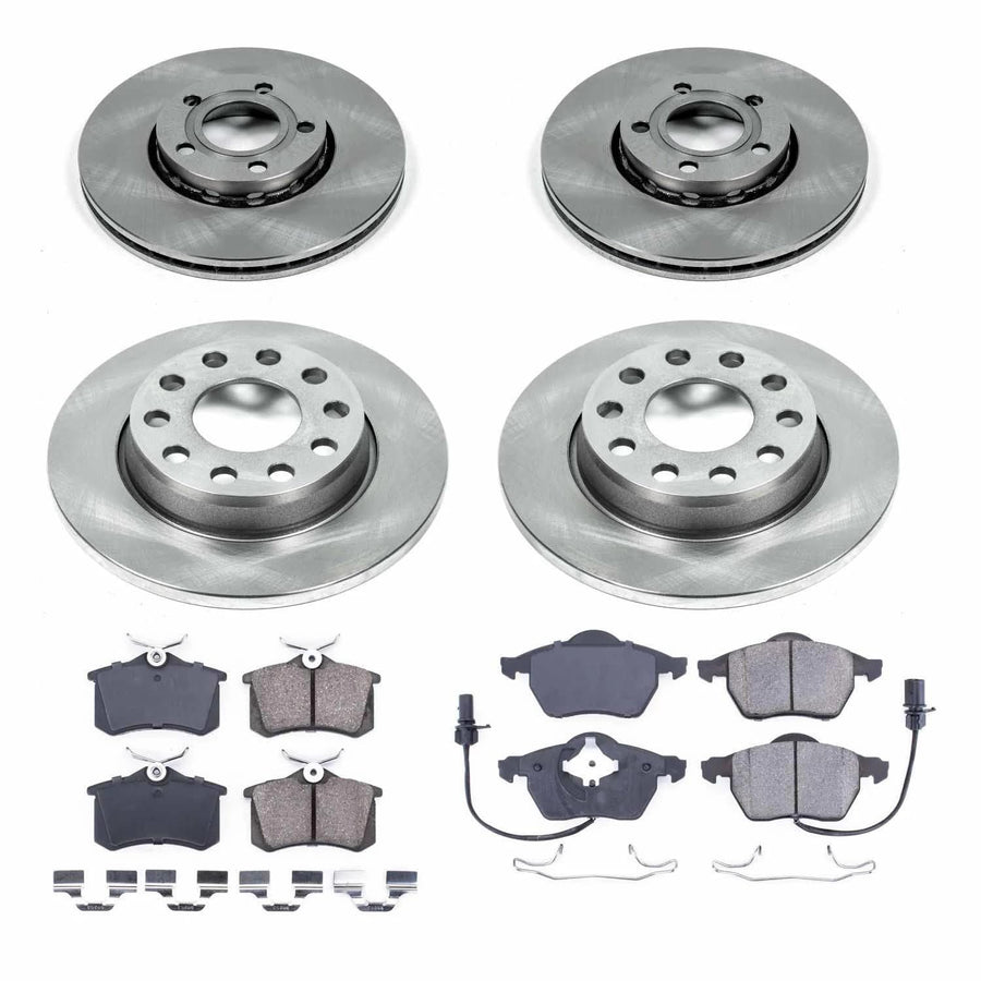 Power Stop Autospecialty KOE7917 Front and Rear Replacement Brake Kit-OE Brake Rotors & Ceramic Brake Pads For Audi A4 Quattro 2004-2006 [Model Specific]