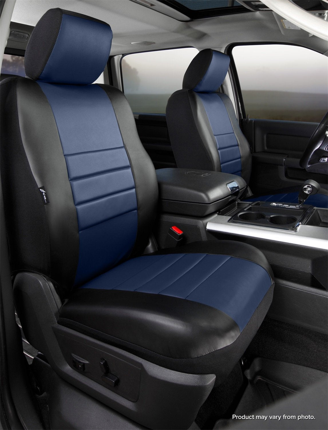 RAM 2500/3500 SL FRONT BUCKET SEAT COVER BLACK W/BLUE CENTER PANEL 19-C