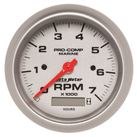 Tachometer AutoMeter Gauge, 3 3/8", 7K RPM, W/Hourmeter, Marine Silver (200890-33),Multi