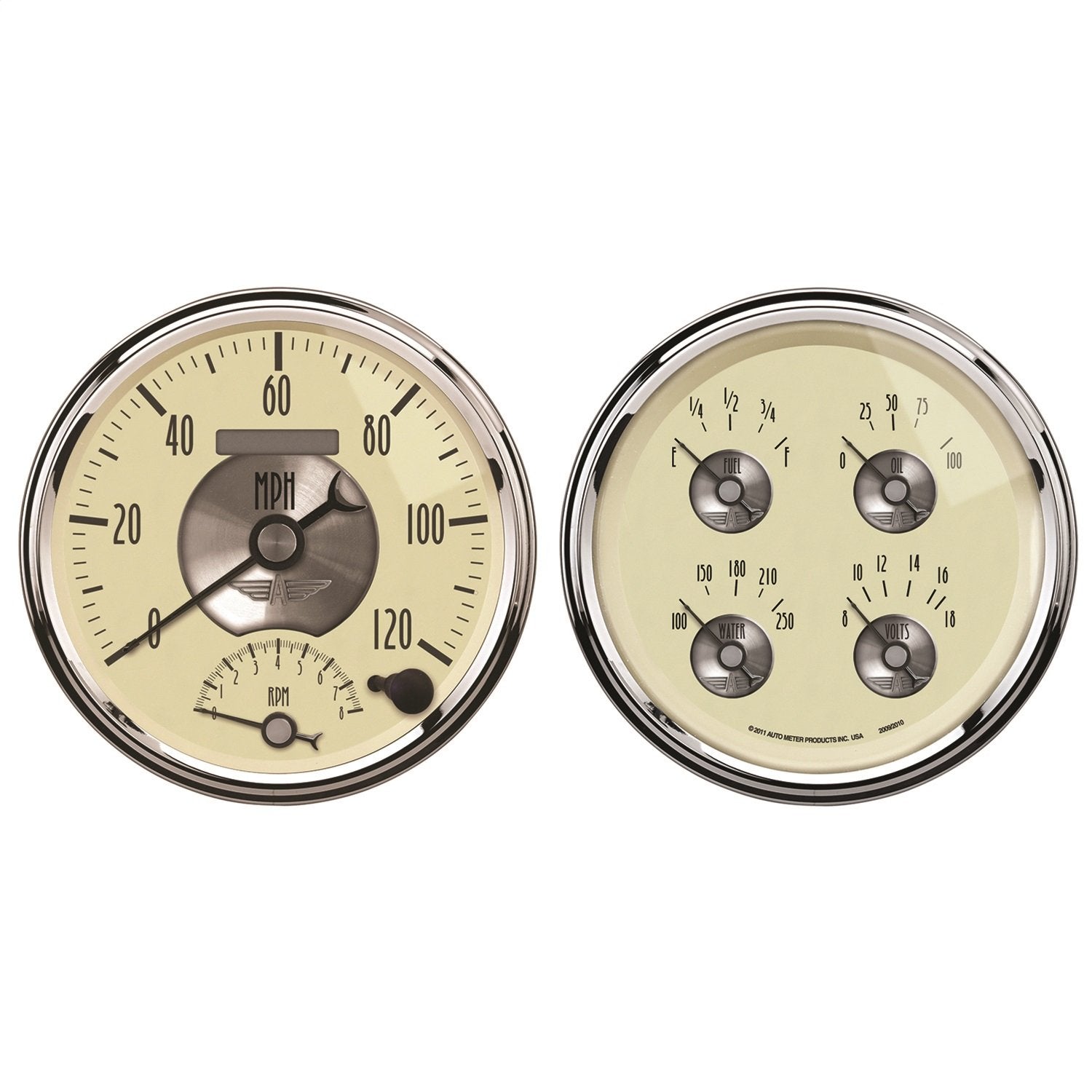 Auto Meter Prestige Series 2004 Antique Ivory Quad Gauge/Tach/Speedo Kit
