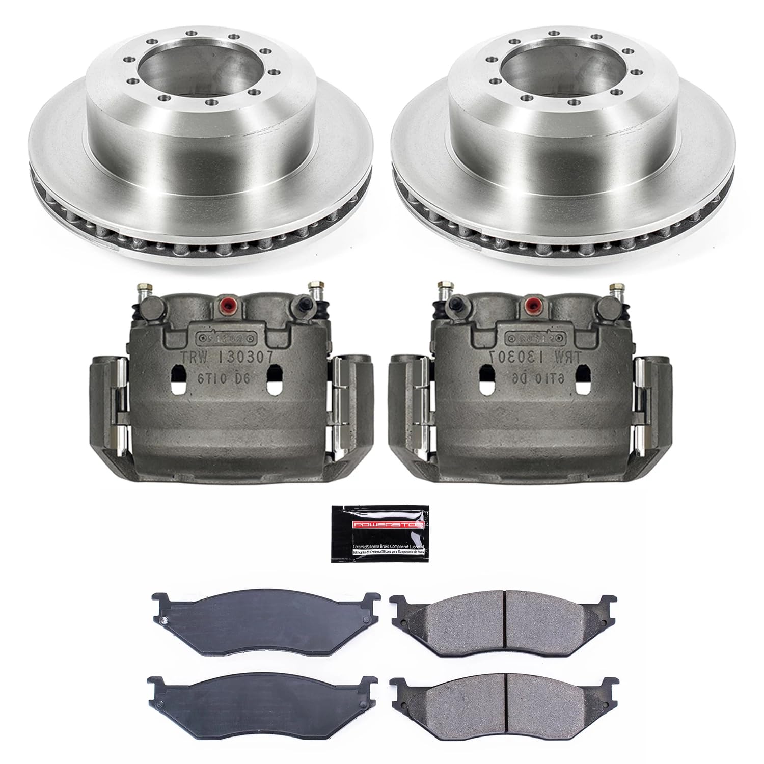 Power Stop KCOE5184 Replacement Autospeciality Rear Caliper Kit- OE Rotors, Ceramic Brake Pads, Calipers For E-550 Econoline Super D, E-550 Super D, F-450 Super Duty, F-550 Super Duty [Model Specific]