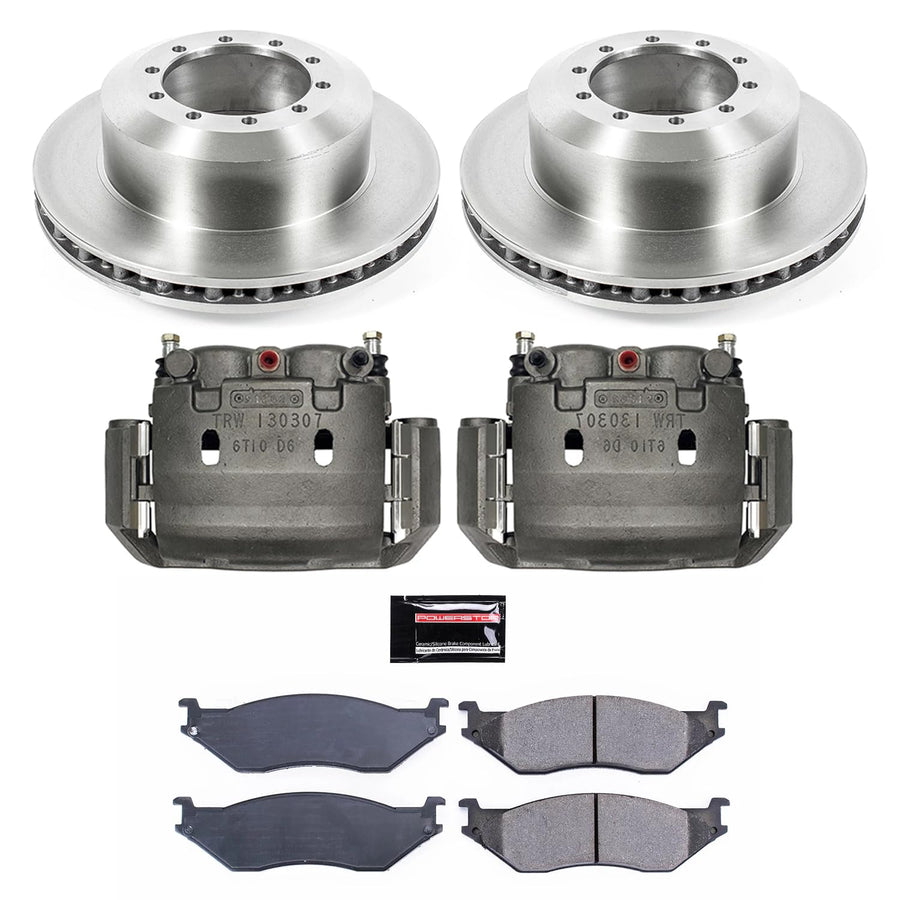 Power Stop KCOE5184 Replacement Autospeciality Rear Caliper Kit- OE Rotors, Ceramic Brake Pads, Calipers For E-550 Econoline Super D, E-550 Super D, F-450 Super Duty, F-550 Super Duty [Model Specific]