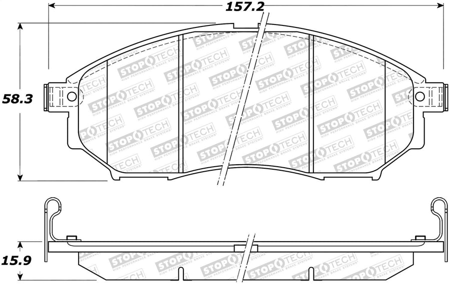 Front StopTech 308.08881 Brake Pads with Shims and Hardware Street