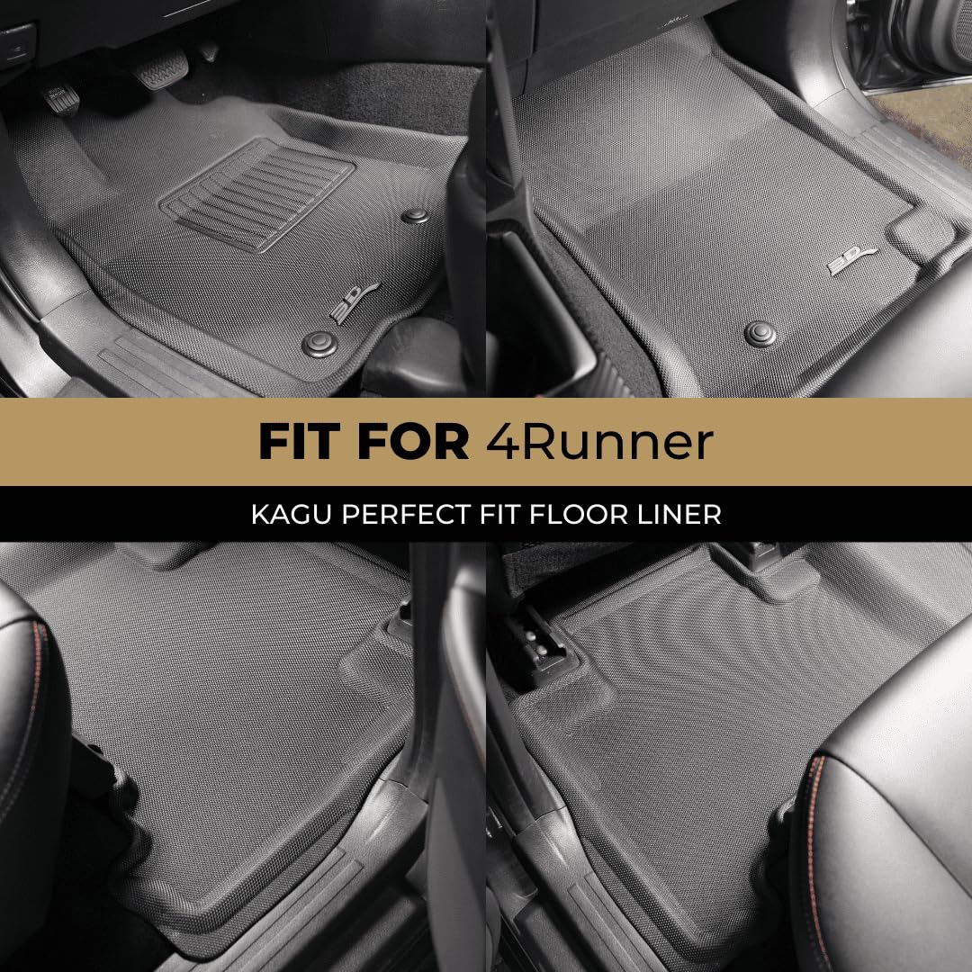 Kagu Floor Mat 3D MAXpider Custom Fit (Black) Compatible with Toyota 4 Runner 5-Seat 2014-2024 - Full Set