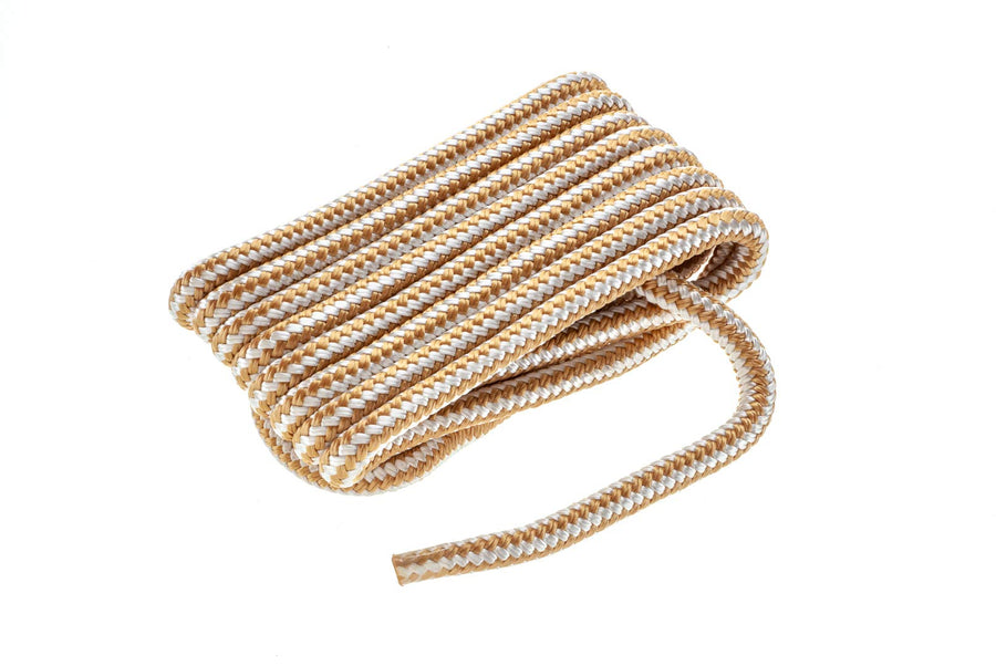 Attwood Premium 117565-7 Double Braided Nylon Dock Line, 1/2-Inch Thick, 15 Feet Long, Pre-Spliced One End, Gold and White