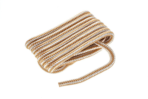 Attwood Premium 117565-7 Double Braided Nylon Dock Line, 1/2-Inch Thick, 15 Feet Long, Pre-Spliced One End, Gold and White