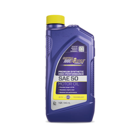 API-Licensed Heavy Duty SAE 50 Royal Purple High Performance Synthetic Motor Oil - 1 Quart, (Case of 6)