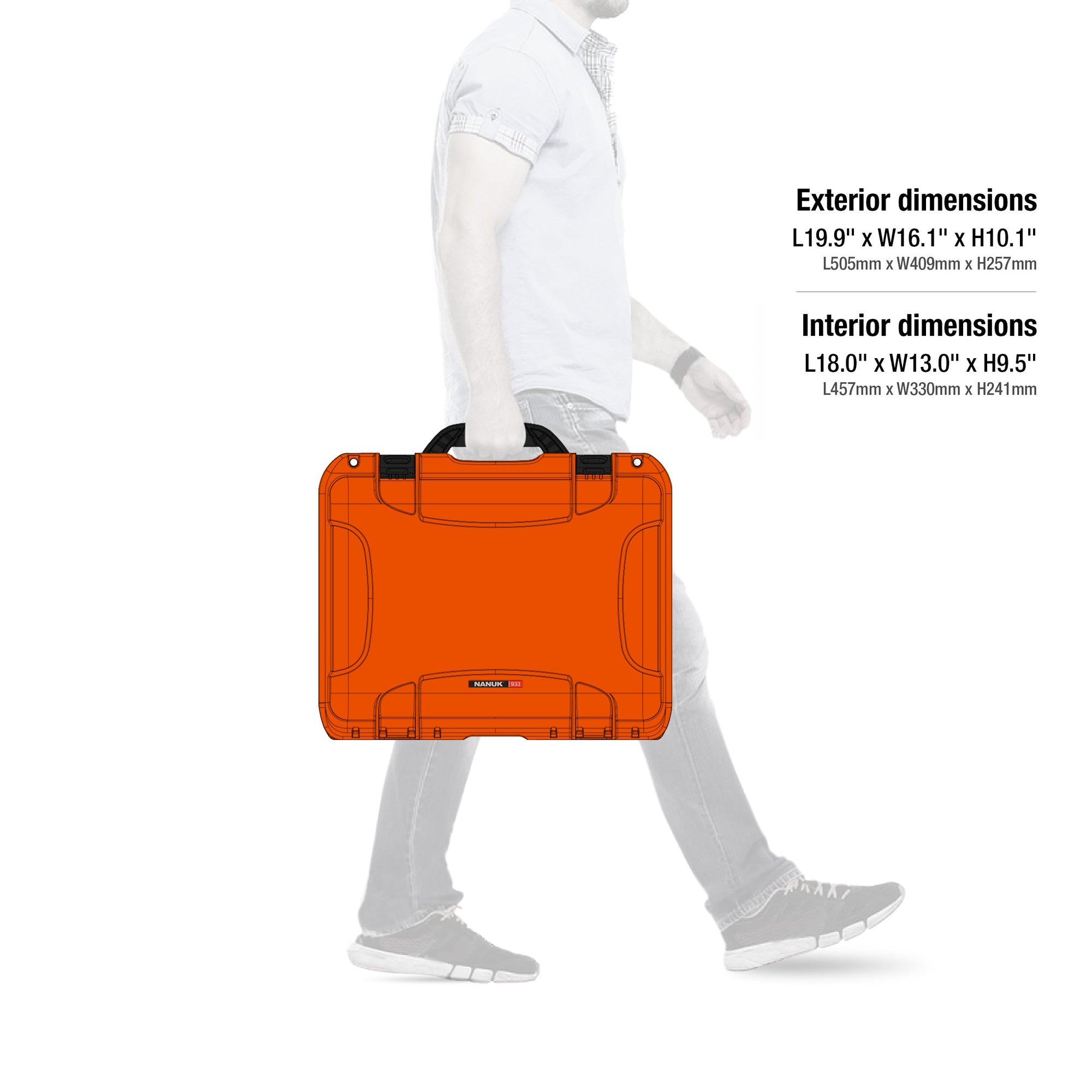 Waterproof Nanuk 933 Hard Case with Foam Insert - Orange