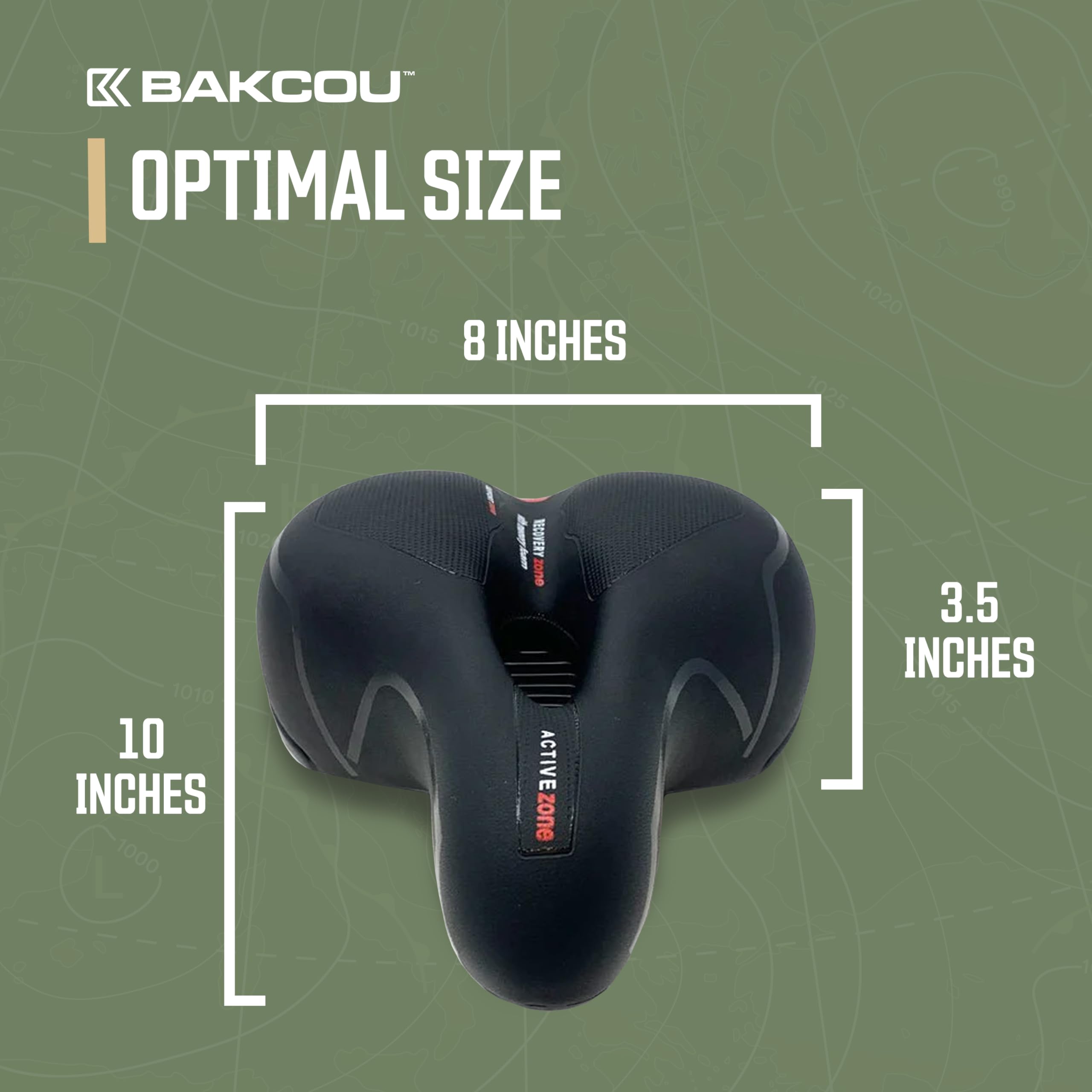 Oversized Bakcou Universal Fit Comfort Bike Seat - Plush Padding, Dual Spring Suspension, Easy Install, 8" Wide, 10" Long, 3.5" Thick