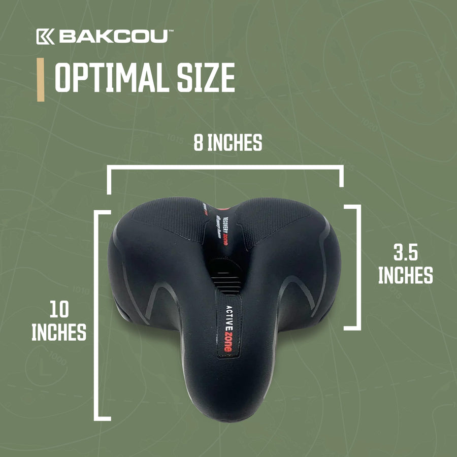 Oversized Bakcou Universal Fit Comfort Bike Seat - Plush Padding, Dual Spring Suspension, Easy Install, 8" Wide, 10" Long, 3.5" Thick