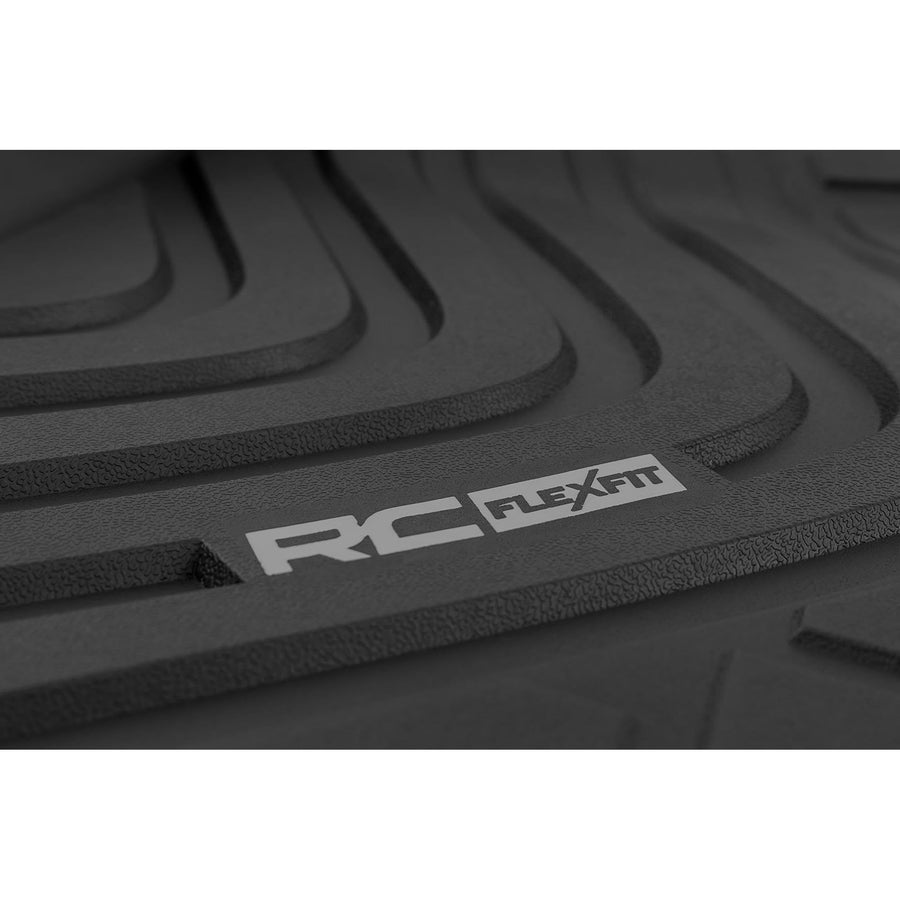 Flex-Fit Rough Country Floor Mats for Toyota Tundra (2022–2025) Crew Cab - Front & Rear Set, Custom All-Weather Non-Slip TPE Liners w/Spill Saver Lip