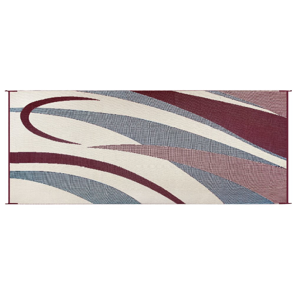 Camping Stylish Reversible Graphic Patio Mat - 8' x 20', Burgundy/Black