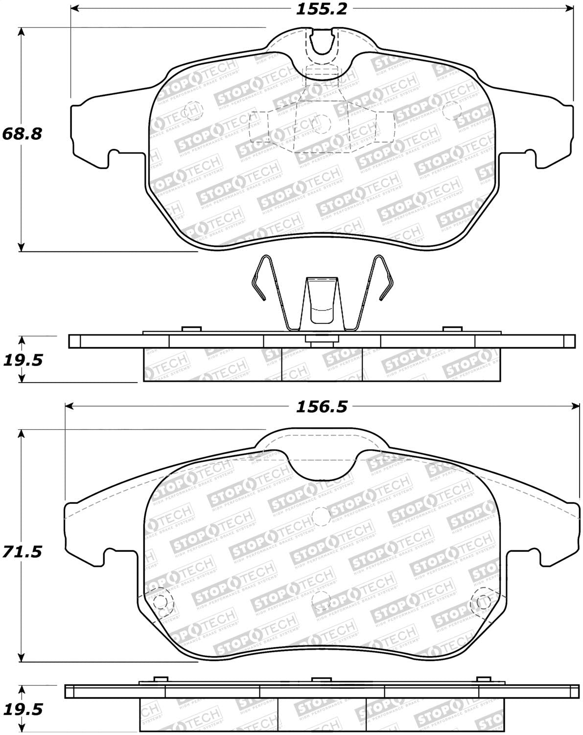 Front StopTech 308.09721 Brake Pads with Shims and Hardware Street