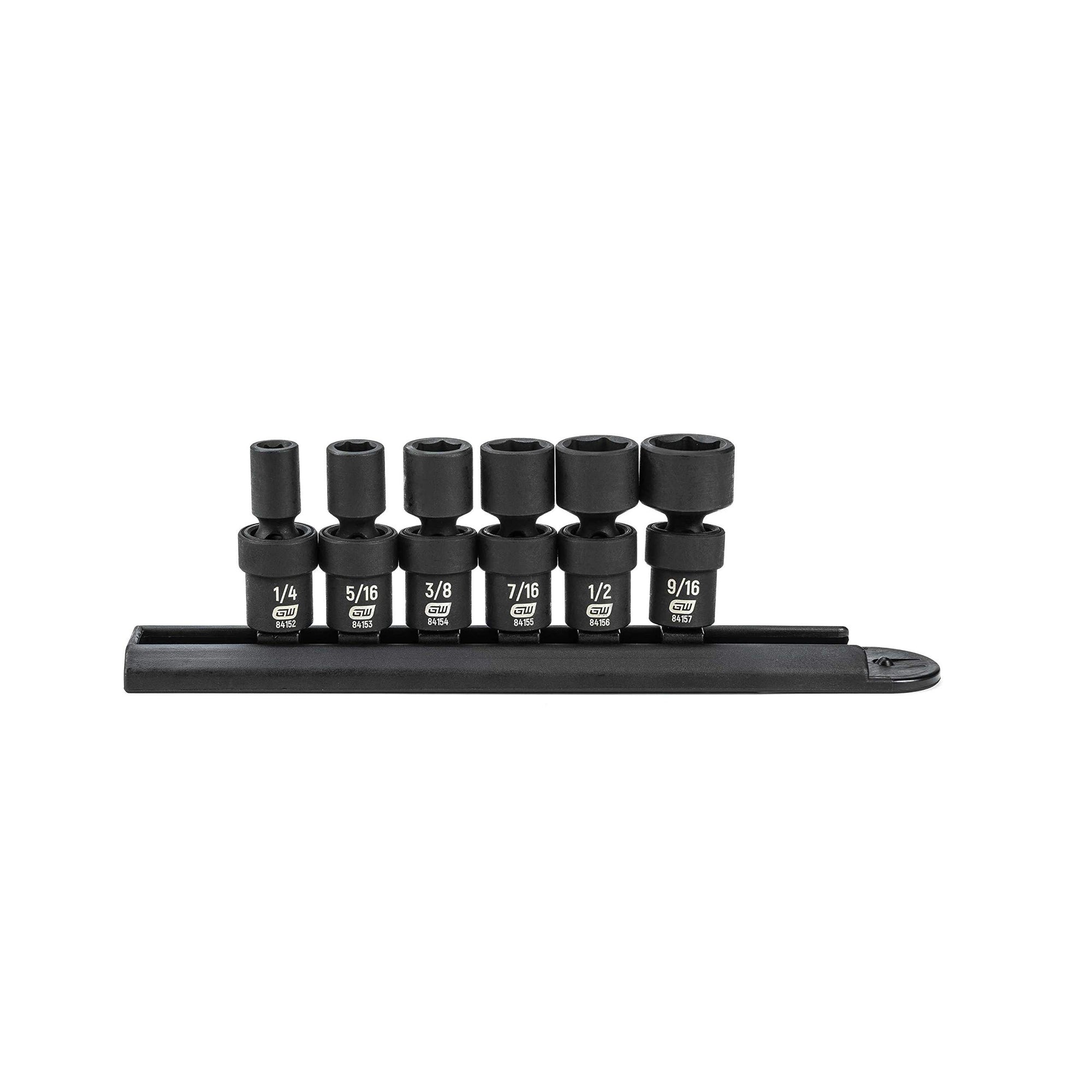 6 Pc. GEARWRENCH 1/4" Drive 6 Pt. Standard Universal Impact Socket Set, SAE - 84904