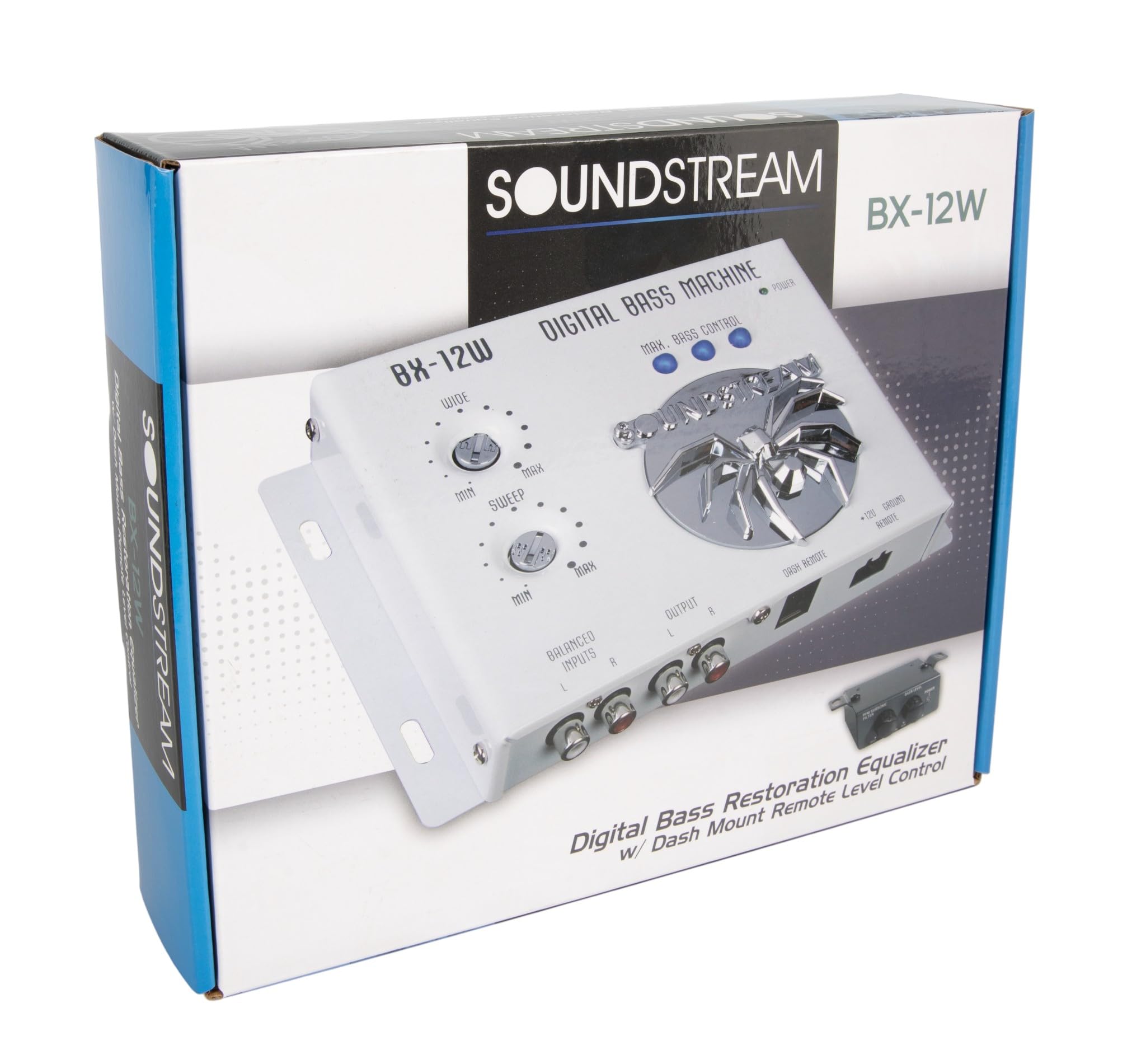 Bass Processor Soundstream BX-12W – White | Subwoofer Bass Booster and Epicenter Alternative for Factory & Aftermarket Sound Systems | Car Audio Bass Restoration Processor with Remote Control