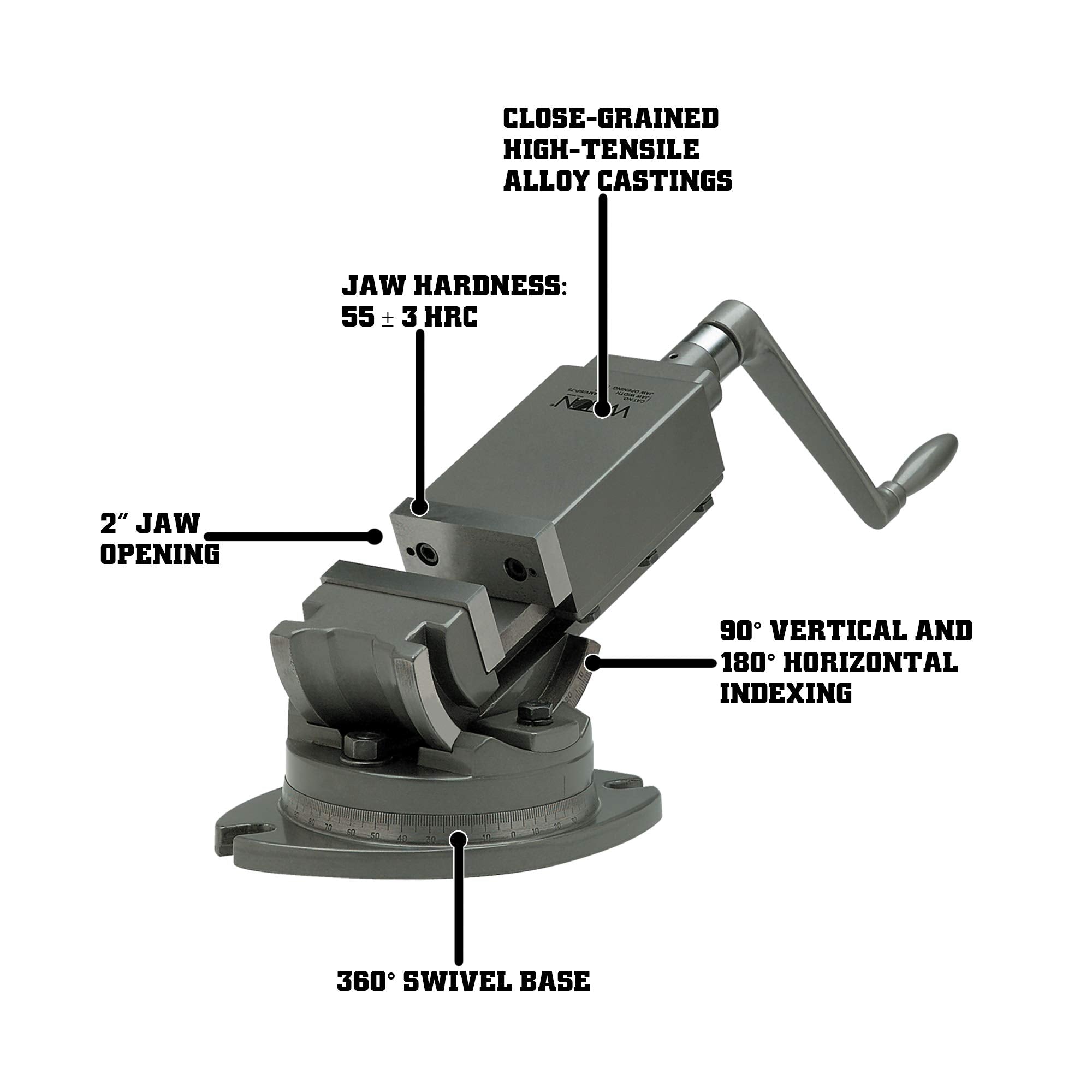 Wilton 2-Axis Super Precision Milling Vise, 2" Jaw Width, 1" Jaw Depth (Model AMV/SP-50)