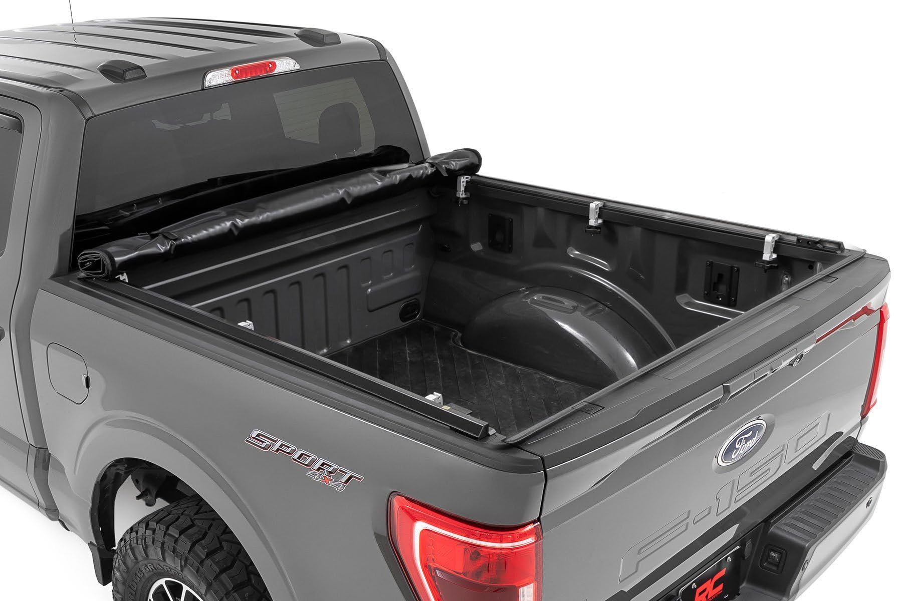 Rough Country Soft Roll-Up Truck Bed Cover for Lightning, Ford F-150 & Raptor (2015–2026) – Fits 6'7 Bed, Low-Profile All-Weather Tonneau Cover