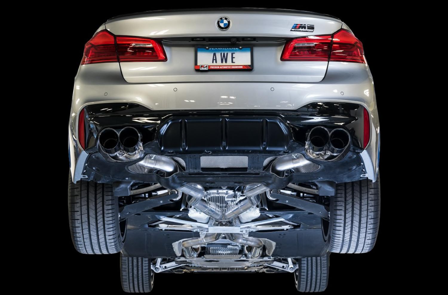 18-19 BMW F90 M5 AWE Tuning SwitchPatch Cat-Back Exhaust- Black Diamond Tips