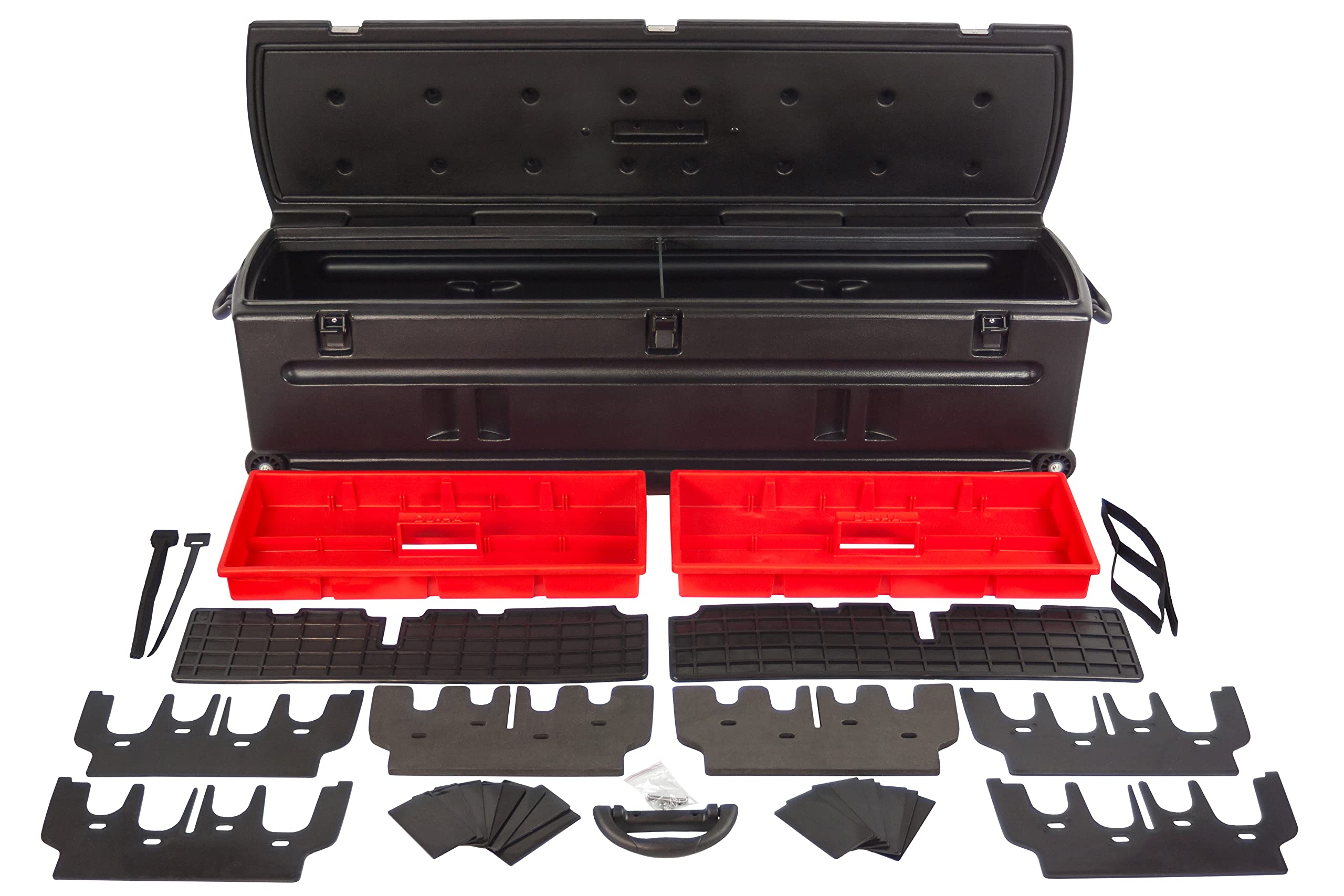 DuHa 70114 Black Portable Truck Storage Box Compatible with Pickup Trucks, SUV, UTV, and More | 53 in x 15 in x 15 in | Includes Slide Bracket and Dividers