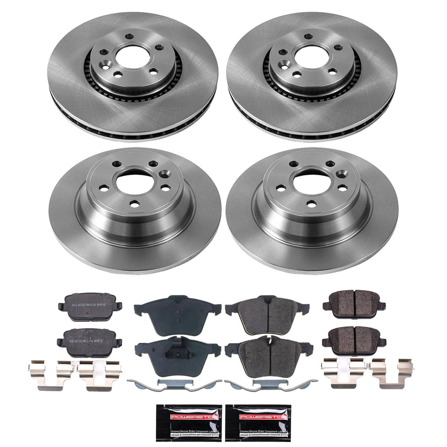 Power Stop Front and Rear KOE9157 Brake Pads and Rotors Stock Replacement Brake Kit Autospecialty For Volvo S80 2007-2008 [Application Specific]