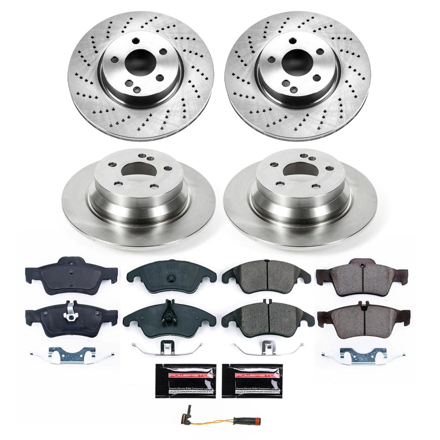 POWERSTOP Stock Replacement Brake Pads and Rotors Front and Rear Brake Kit Autospecialty For Mercedes-Benz E250 2014-2016 [Vehicle Specific]