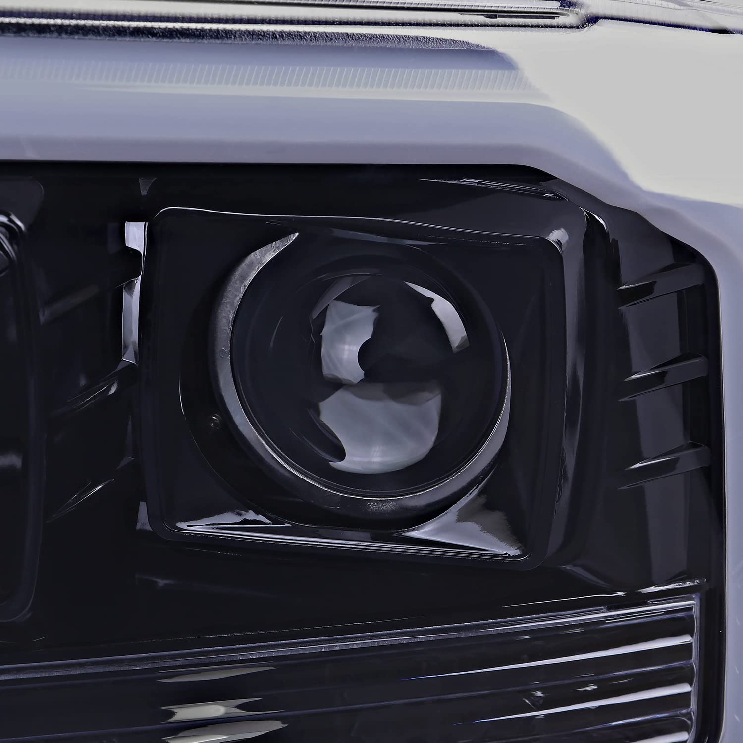 Spec-D Tuning Projector Headlights Glossy Black Smoke w/LED Tube Compatible with 1999-2004 Ford F-250, F-350, F-450 SuperDuty, Left + Right Pair Headlamps Assembly
