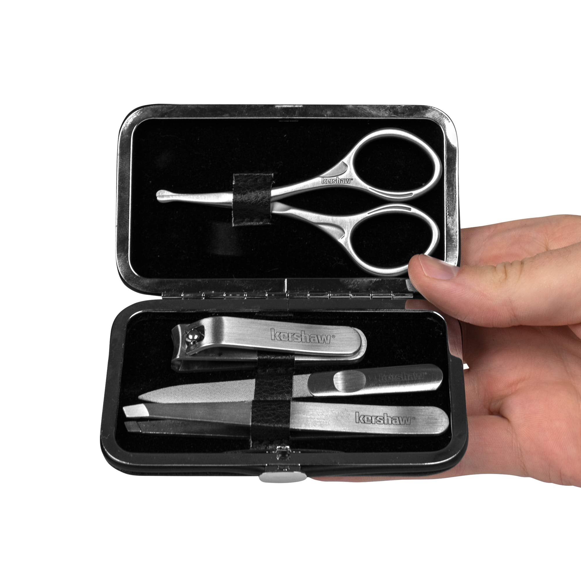Kershaw Men's Manicure Set, Stainless Steel 4-Piece with Case (KMCURE), Regular