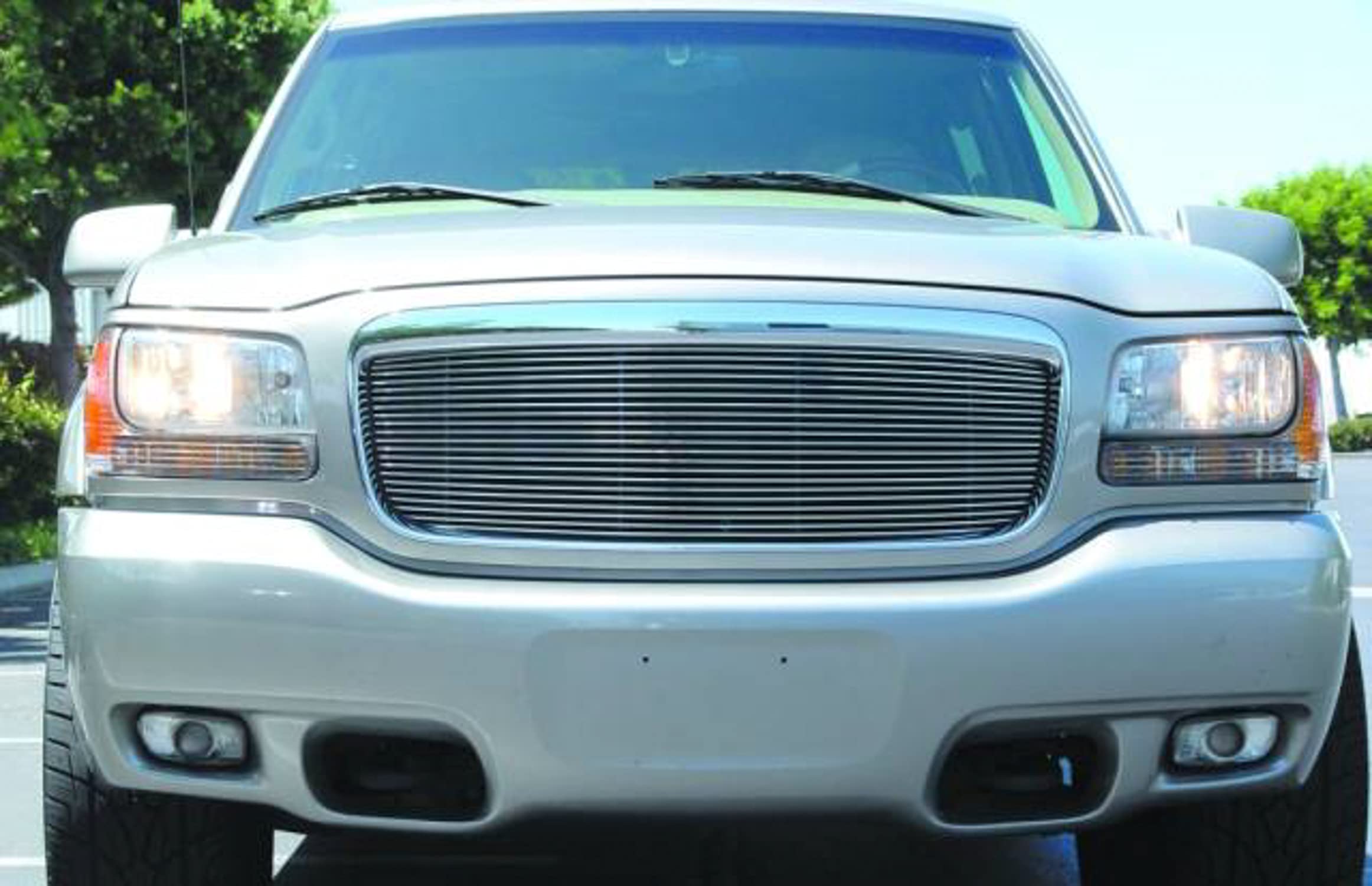 Billet Grille Compatible with Cadillac Escalade (1999-2000), Polished, 1 Pc, Insert, Re-use OE Cadillac Logo - PN #20180