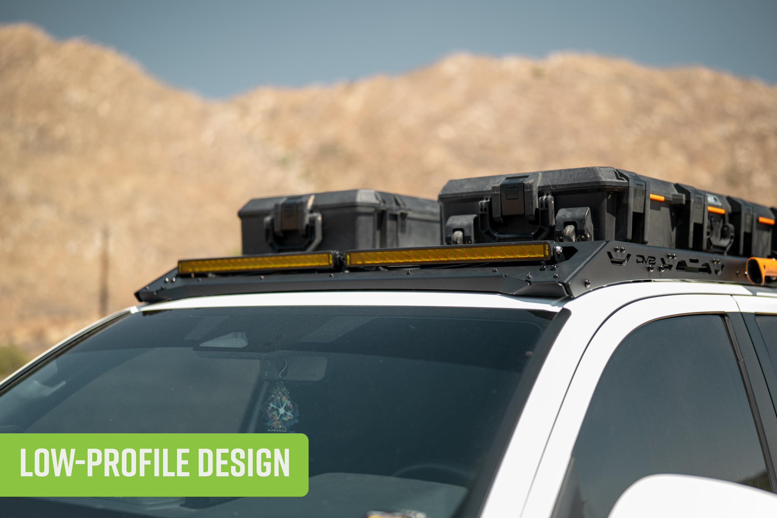 Light Mount Front for DV8 Offroad Roof Rack for 2024-2025 Toyota Tacoma Double Cab | Low-Profile Design | Runs (2) 20" Light Bars, (1) 40" Light Bar, or (10) 3" Pod Lights | Fully Bolt-On Installation