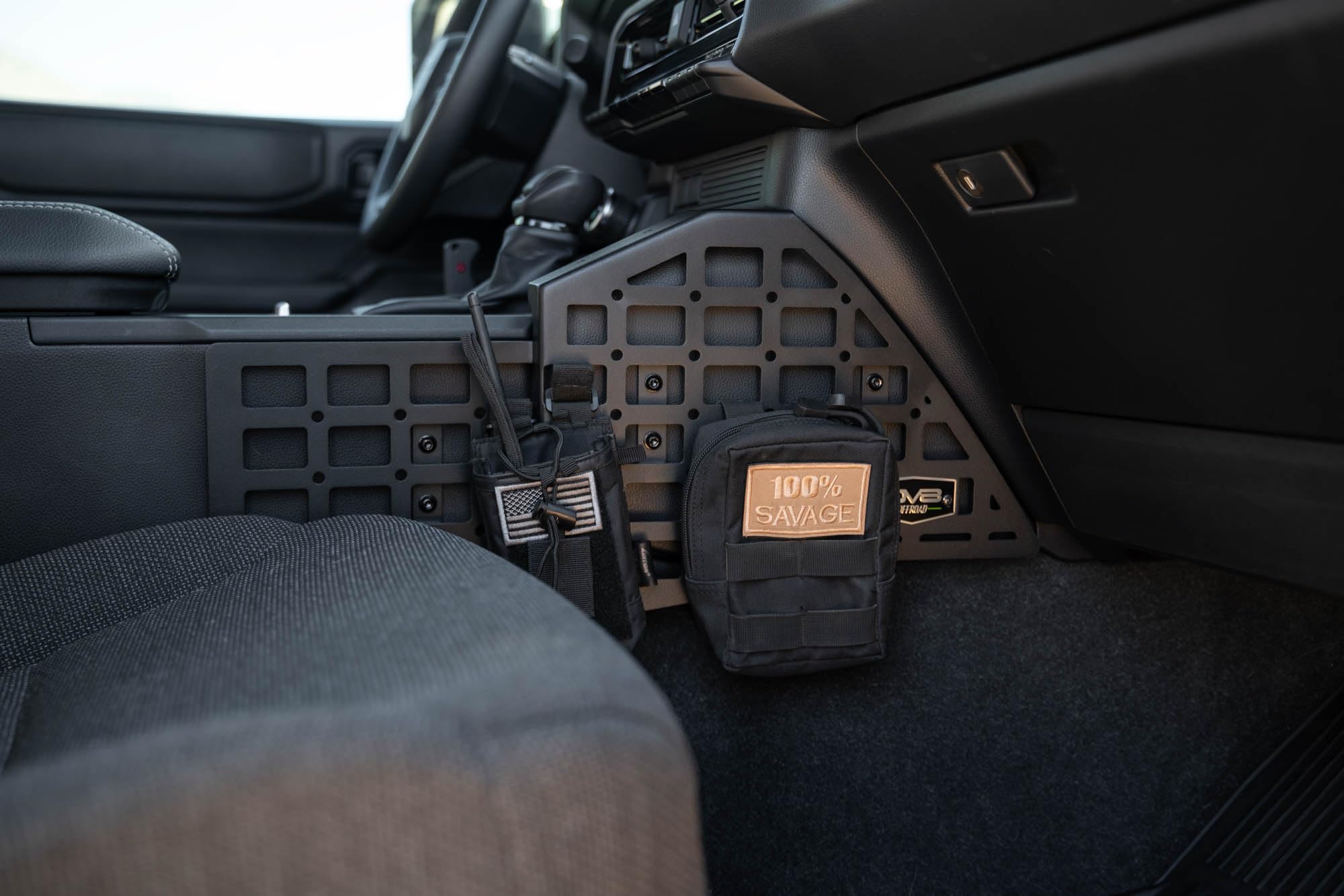 Molle Panels DV8 Offroad Center Console for 2024 Toyota Land Cruiser | Molle Panel Design | Multiple Mounting Solutions | M5 Pem Nuts for Digital Device Mounts | Black Powder Coated Finish | Steel