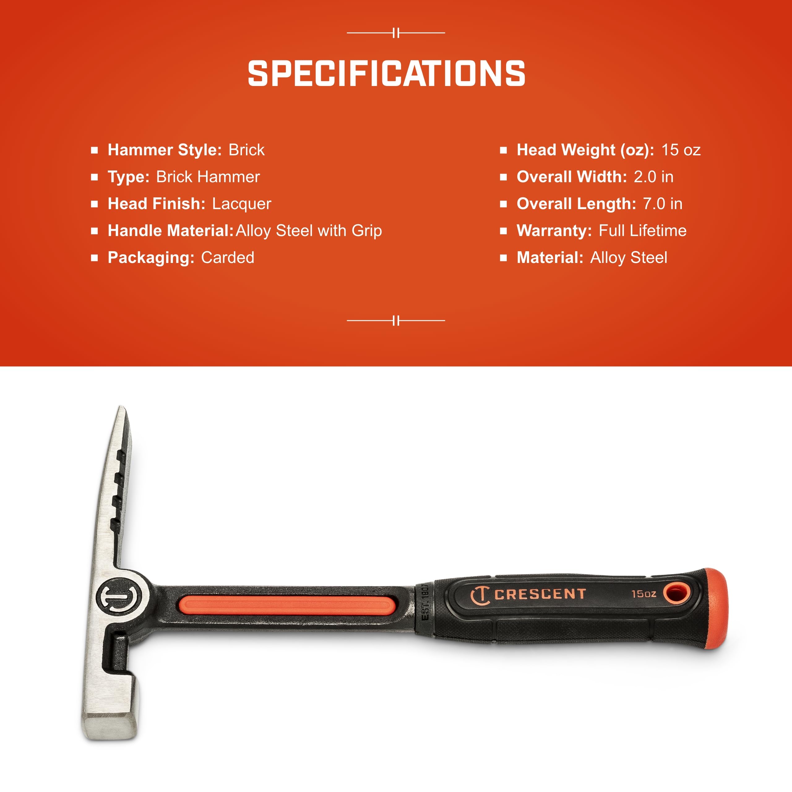 Crescent 15 Oz. Steel Brick Hammer - Crescent (CHSBK15)
