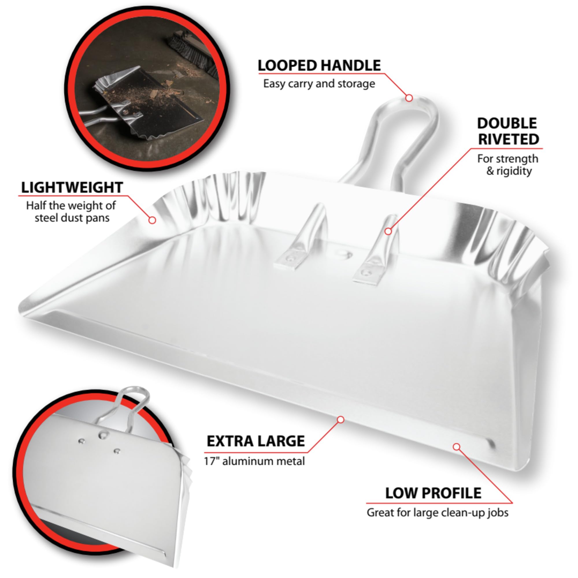 17" Performance Tool Aluminum W30 Dustpan