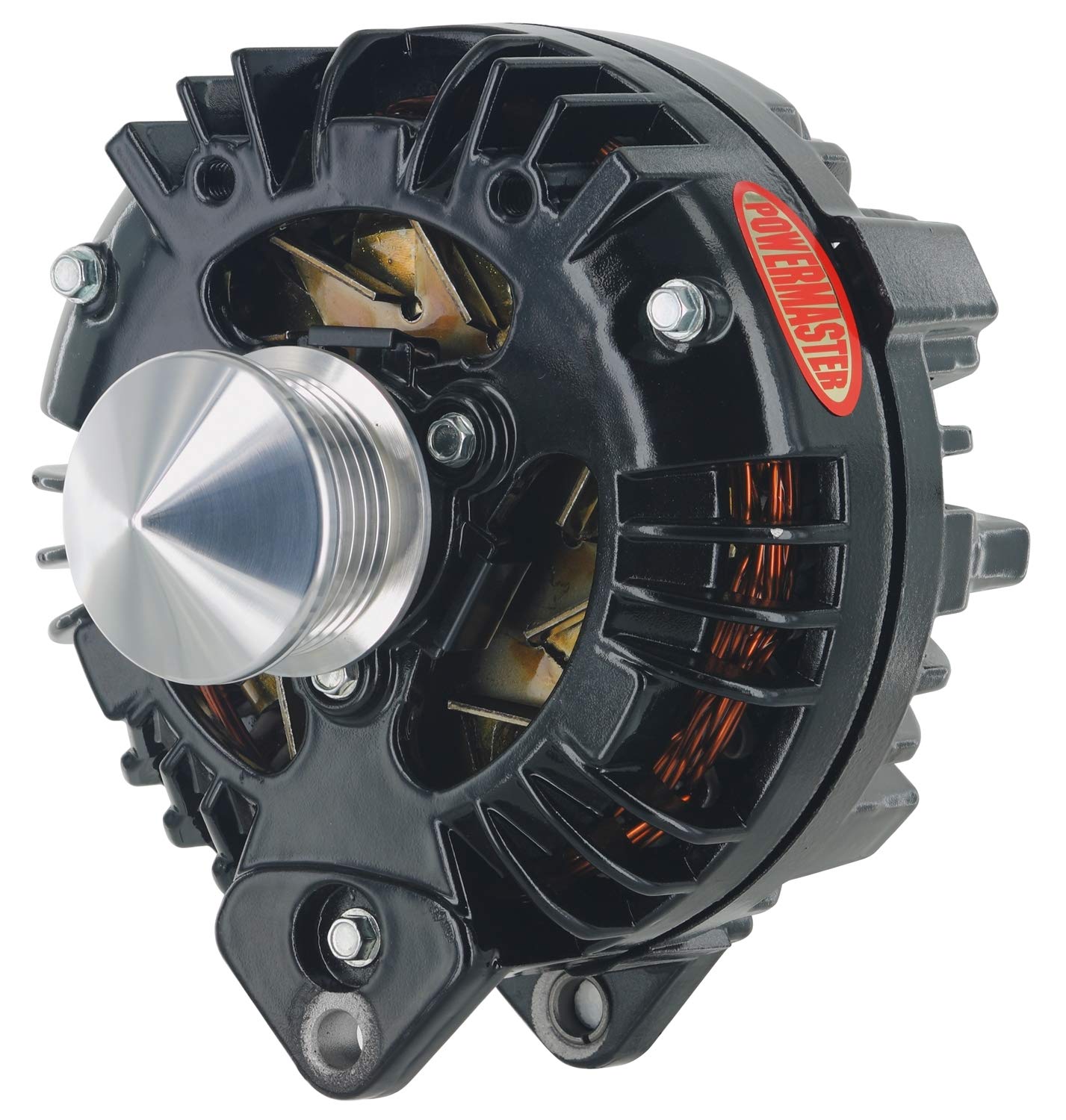 Alternator Powermaster 57569 (Chrysler Black 100A 6 grv Pulley & Cone Squareback Double Field Ext Regulated), 1 Pack