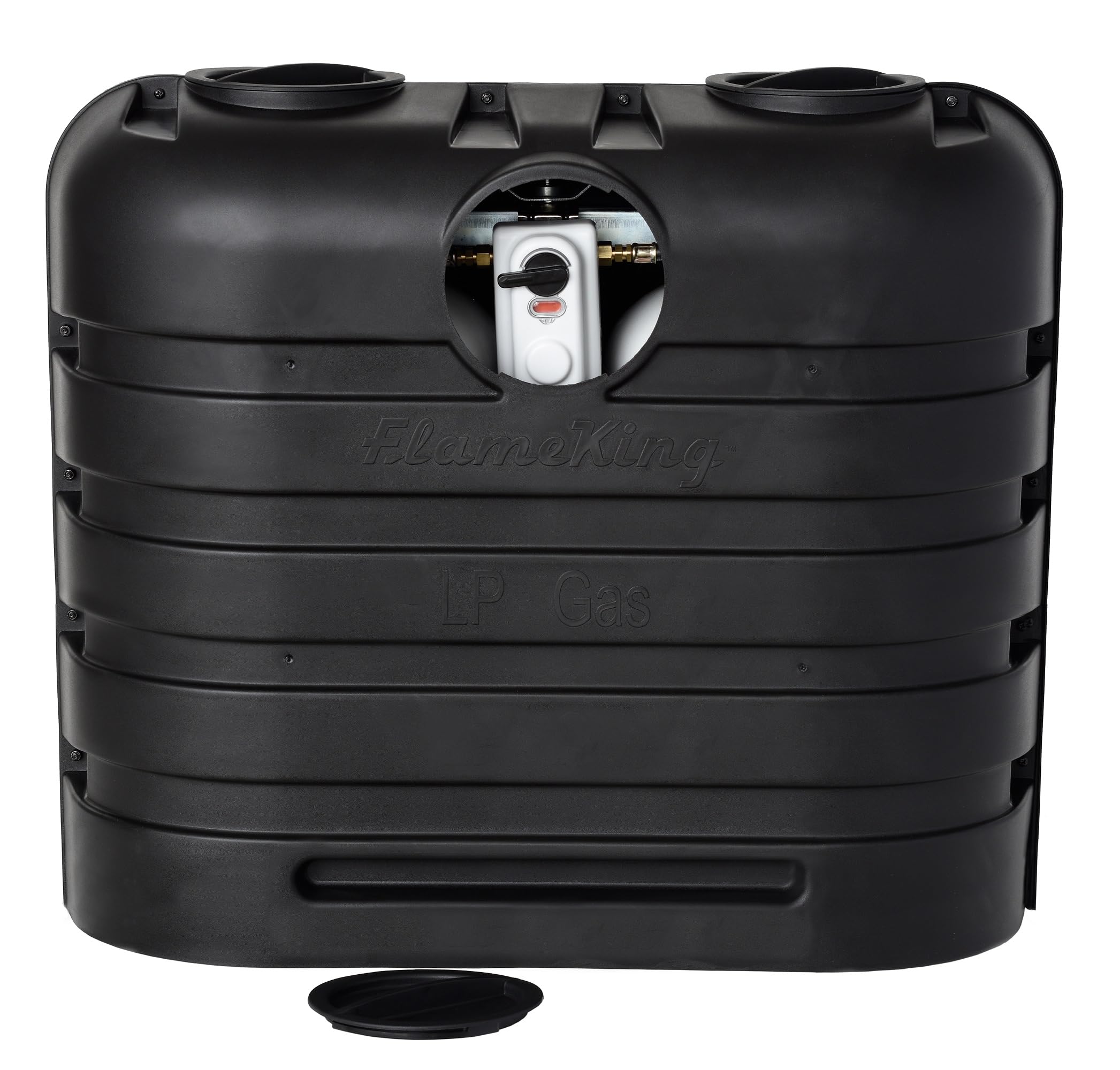 Flame King 30LB Dual LP Propane Tank Light Plastic Heavy Duty Cover for RV, Travel Trailer, Camper And Recreational Vehicle - Black