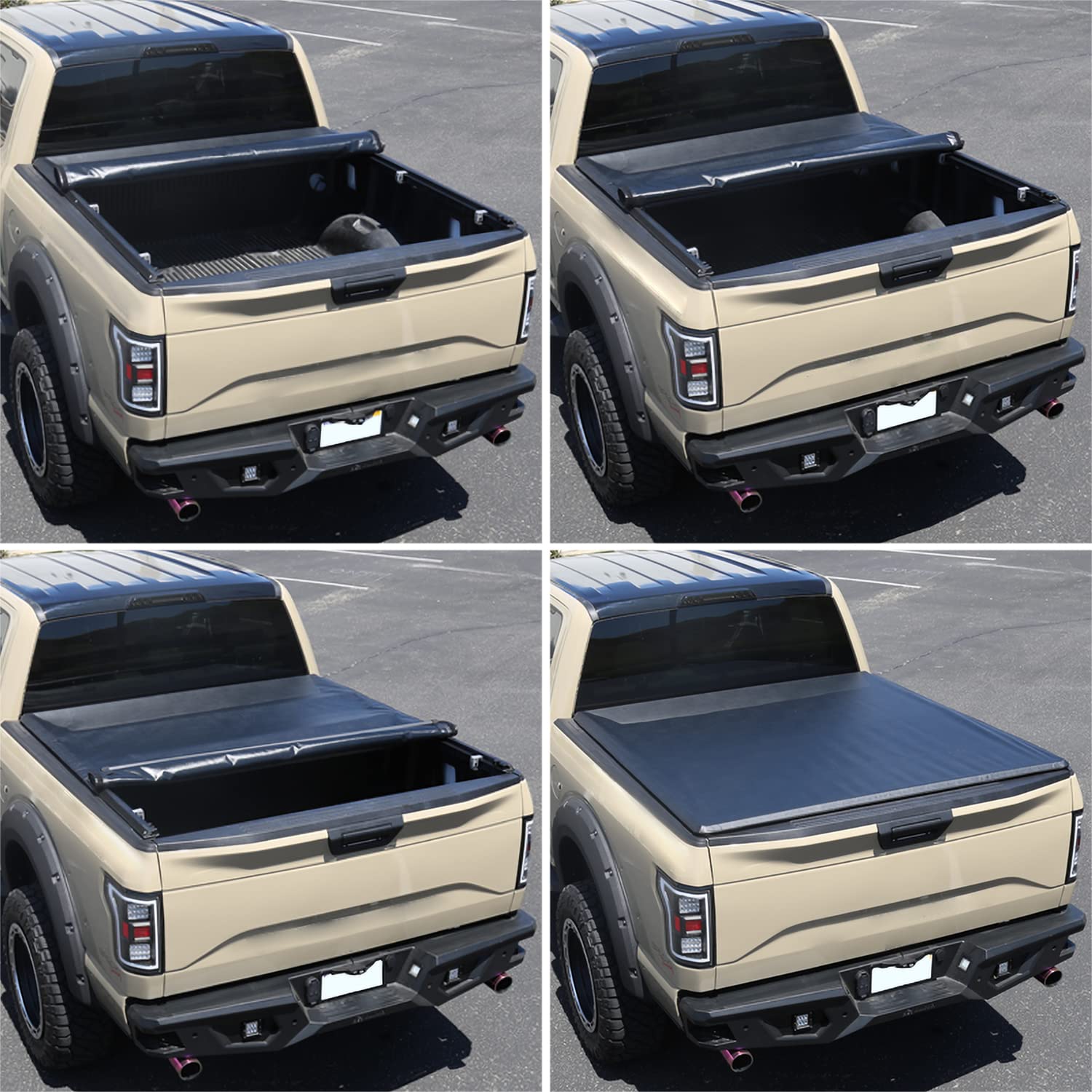 Soft Roll Up Vinyl Tonneau Cover SPEC-D TUNING Compatible with 1999-2016 Ford F-250 F-350 SuperDuty 6'6" Bed