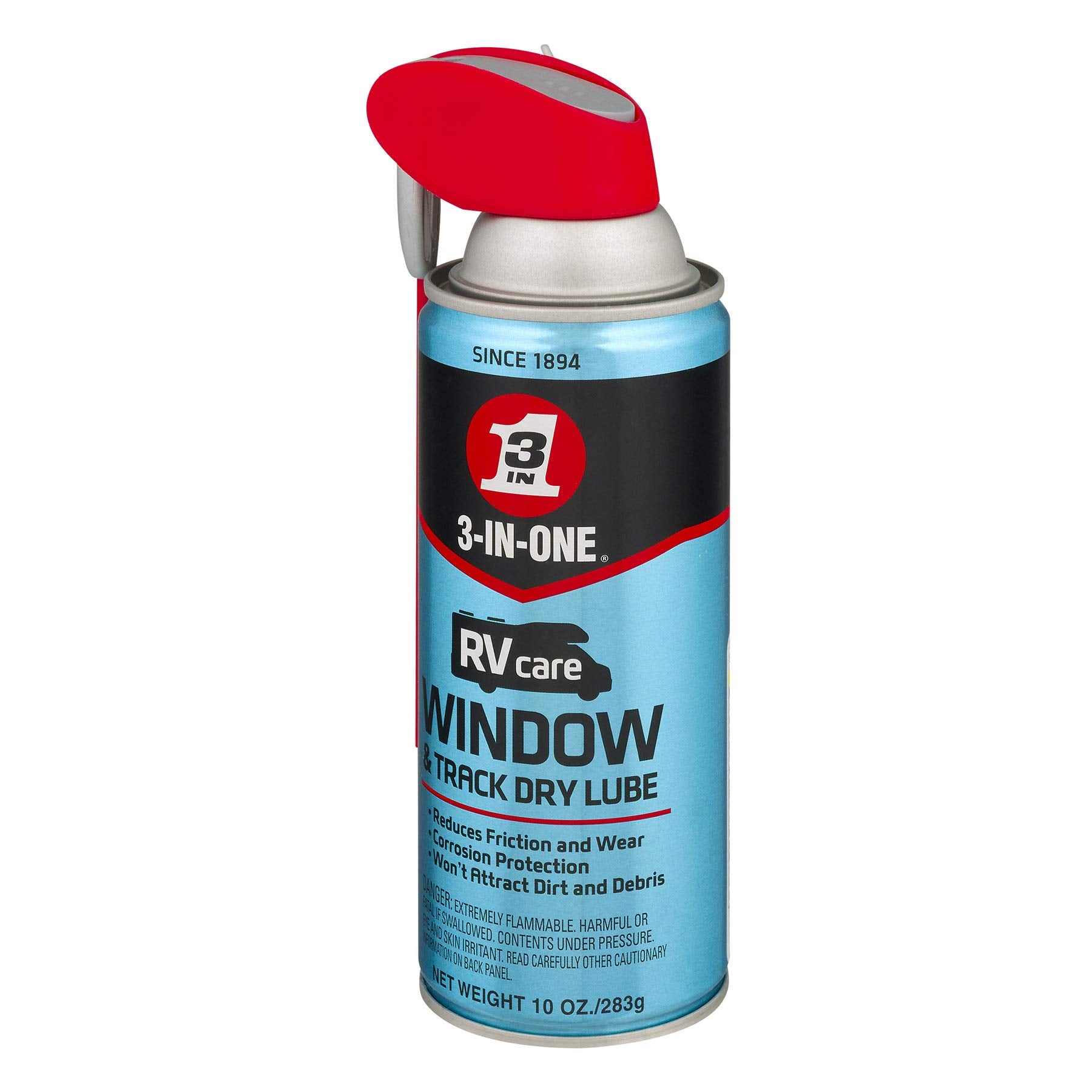 3-IN-ONE Window & Track RVcare Dry Lube with SMART STRAW SPRAYS 2 WAYS, 10 OZ