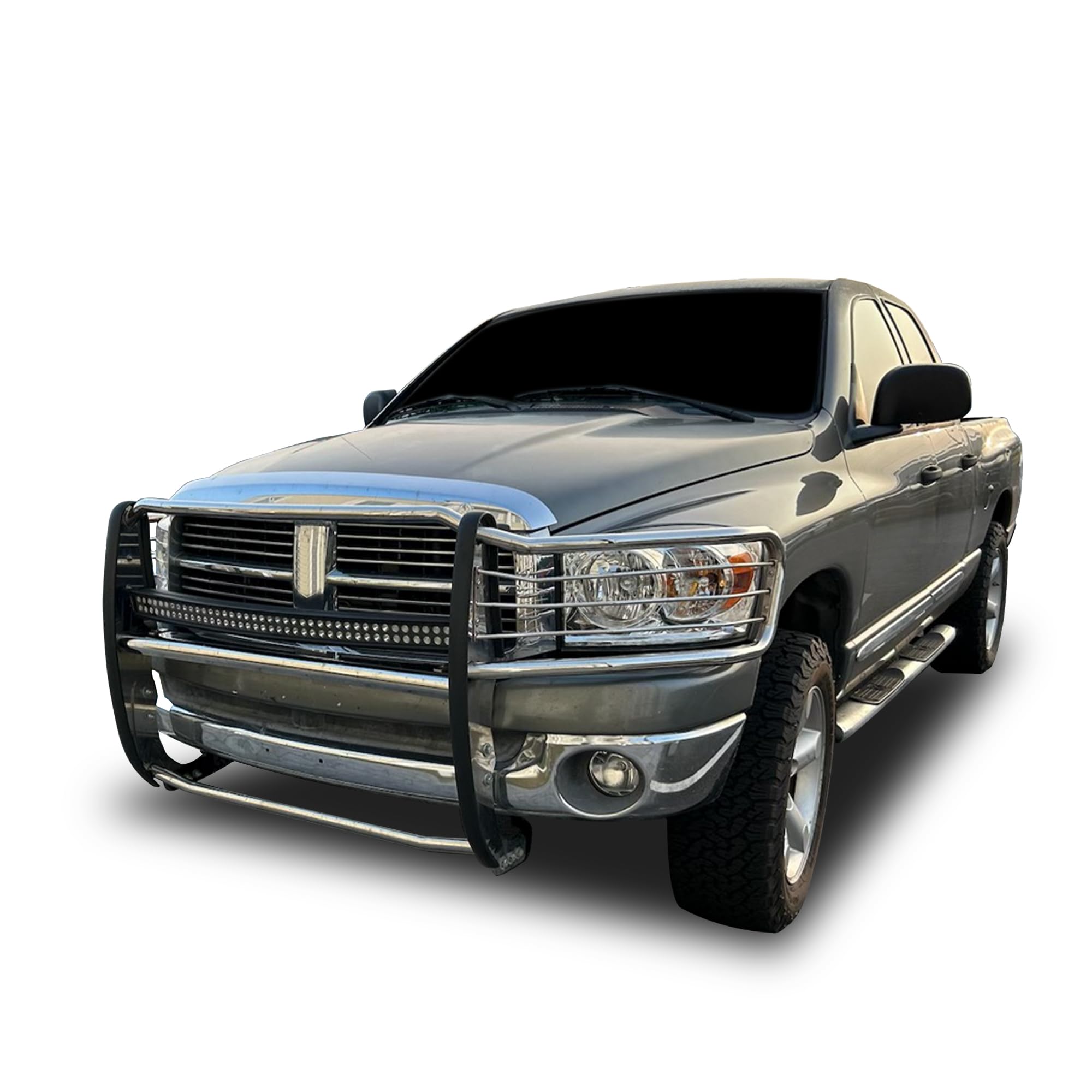 Bumper Guard Modular SS Black Horse Grille Compatible with 09-10 Dodge Ram 1500|11-18 Ram 1500|19-24 Ram 1500 Classic(Excl.Rebel & Warlock Trims)-17DG109MSS