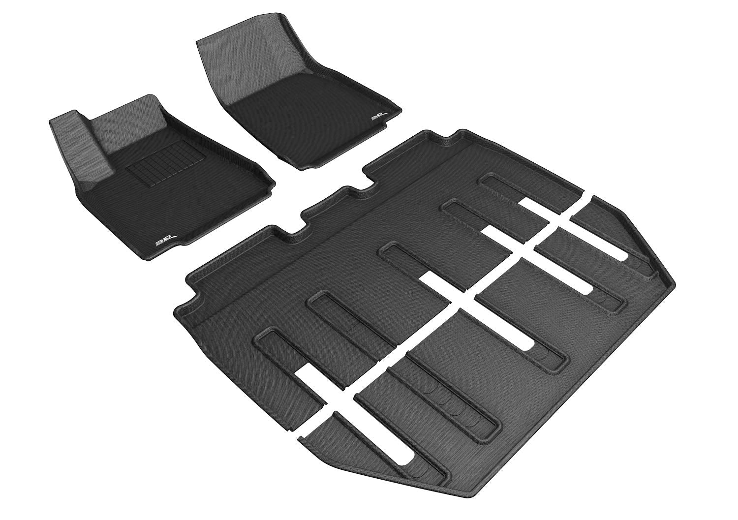 Kagu 3D MAXpider Custom Fit Floor Mat (Black) Compatible with Tesla Model X Folding 7-Seat 2017-2021 - Full Set
