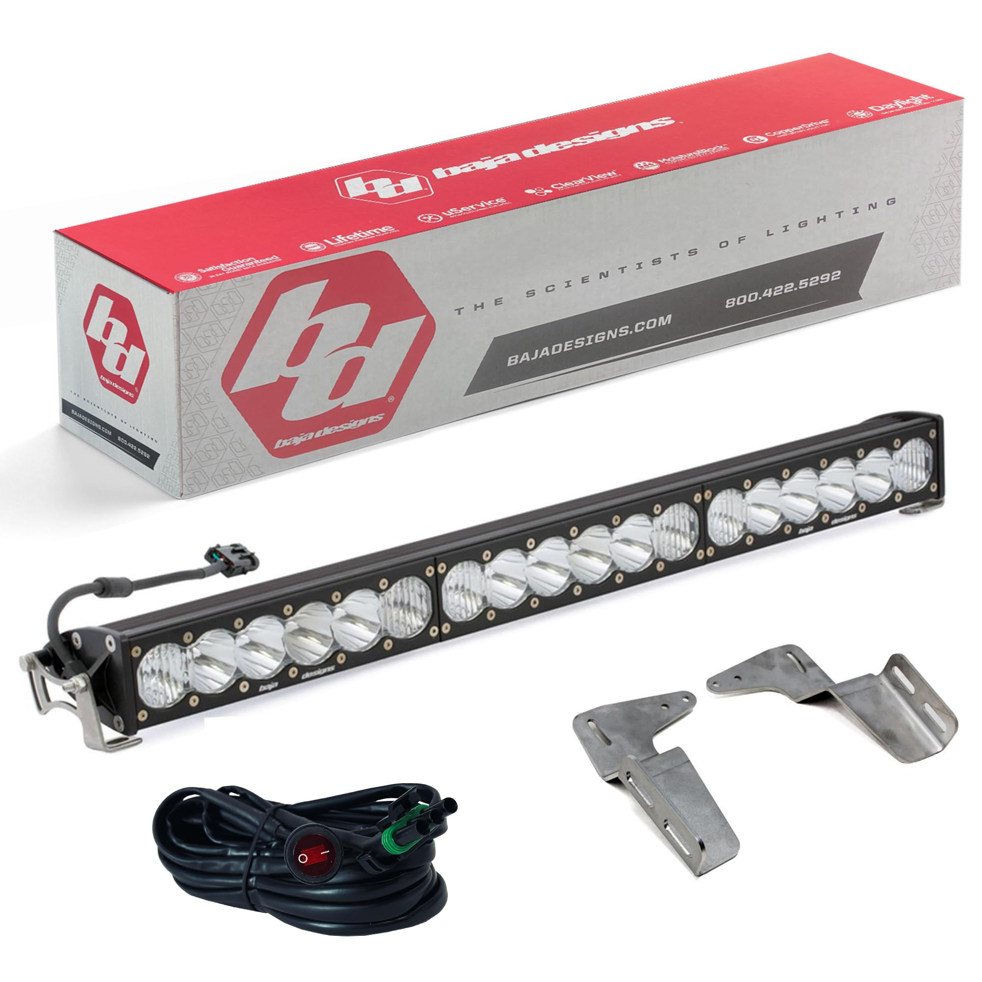 30-inch Baja Designs OnX6+ LED Bar Bumper Light Kit for Toyota Tacoma 2005-15 Truck (Driving/Combo; Clear)