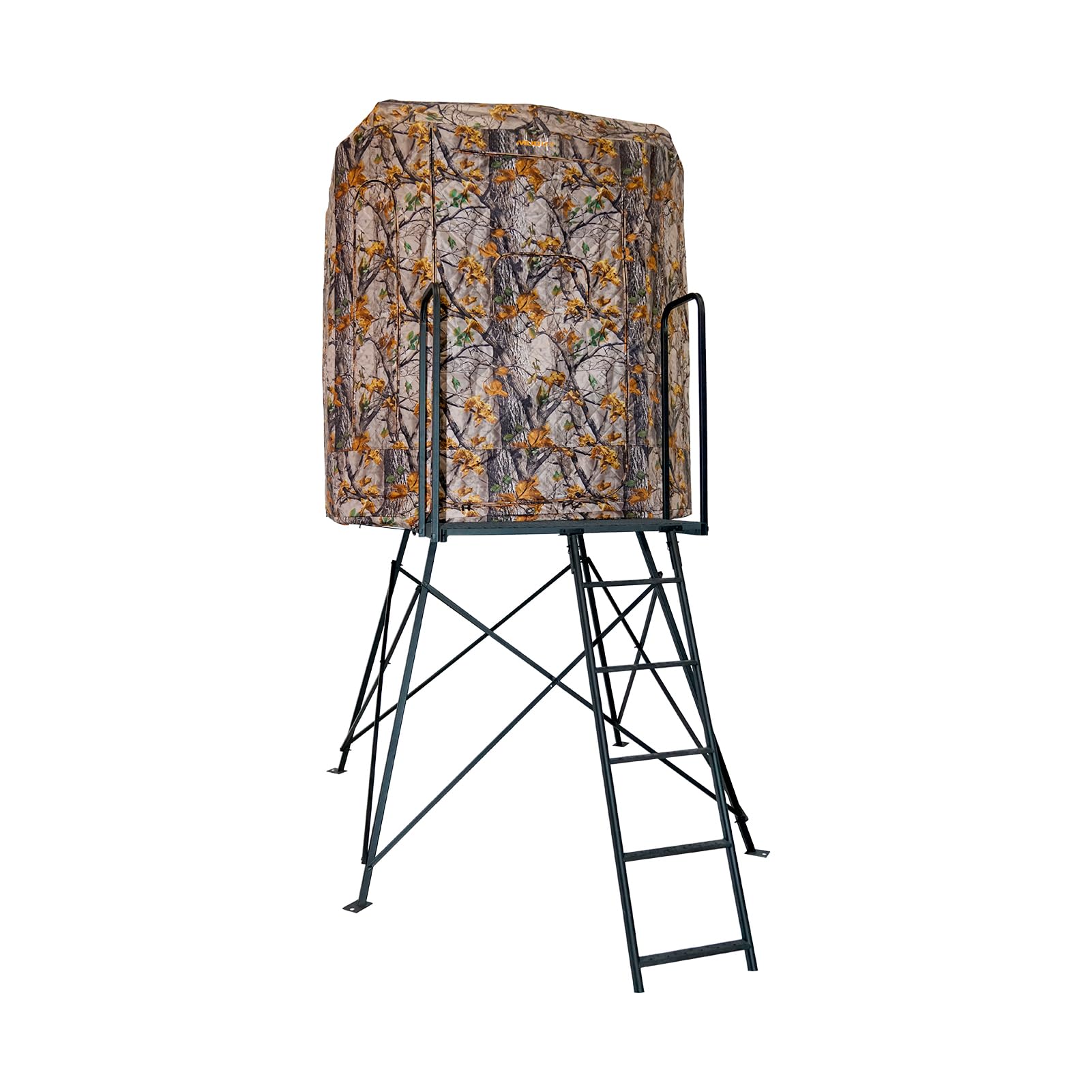 Muddy 360 Soft Side Resistant Heavy-Duty Powder Coated Steel Hunting Blind - Insulated Fabric Walls, Floor Pad, Silent Zipper Window System w/Sliding Mesh Backing - 5ft Deluxe Tower Platform