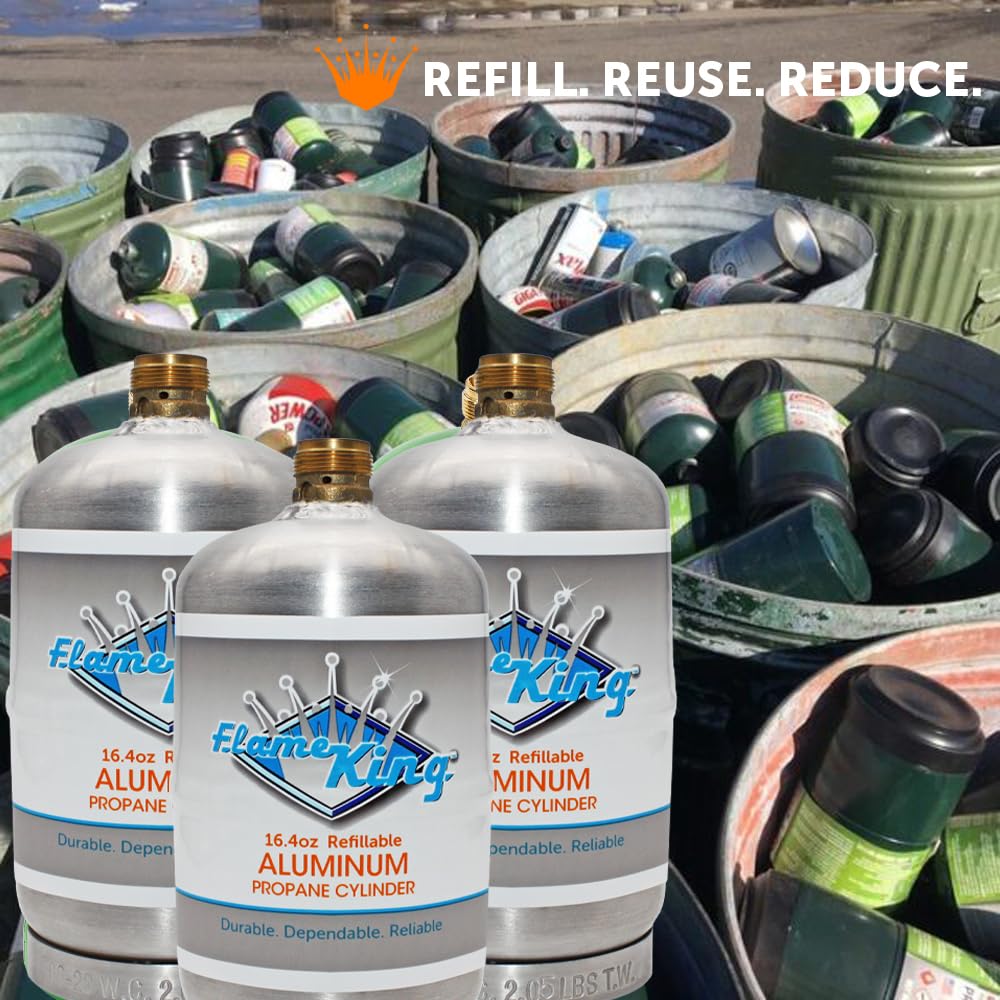 1LB Flame King Empty Aluminum Propane Cylinder Tank - Corrosion-Resistant and Rust-Free, Great for Camping and Small Appliances