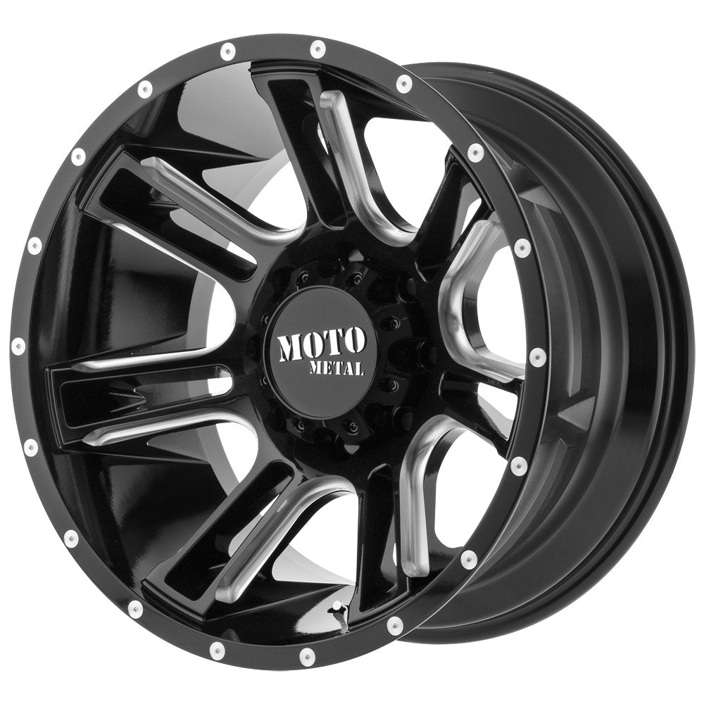 Moto Metal MO982 Gloss Black Milled Wheel with Aluminum AMP (17 x 9. inches /5 x 127 mm, -12 mm Offset)