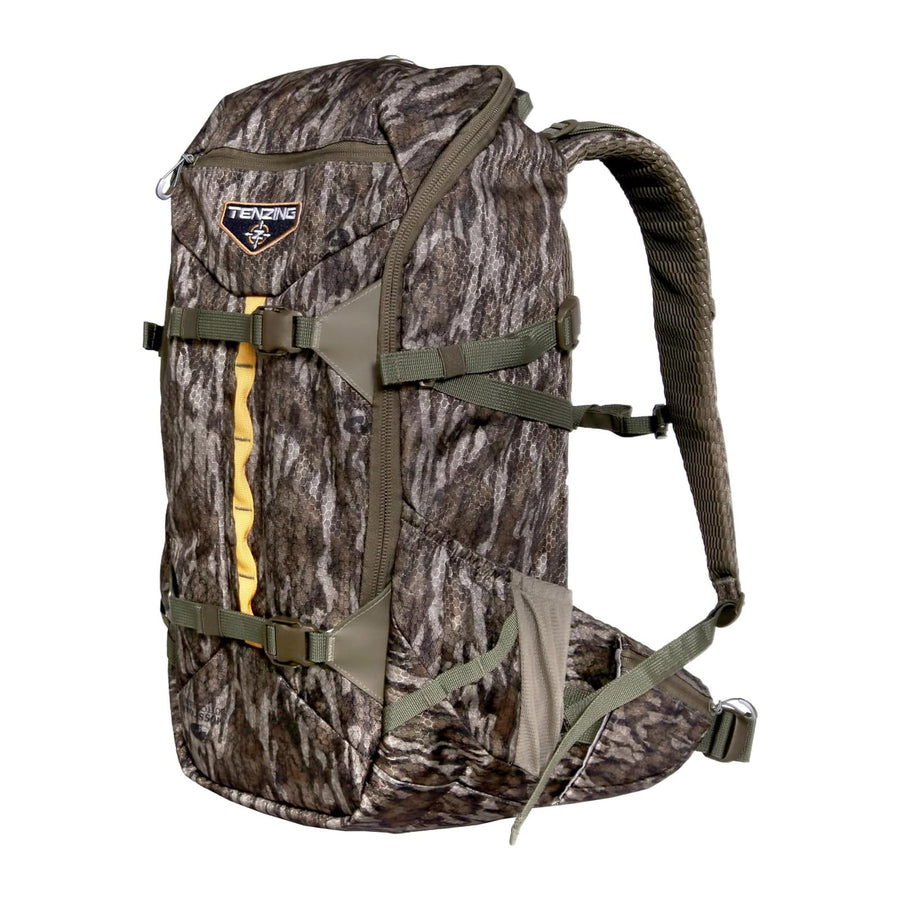 Whitetail TENZING 2100 Day Pack, Mossy Oak Bottomlands Hydration Bladder Compatible Durable Camo Backpack with 4 Compartments & 15 Organizational Pockets for Hunting Gear and Equipment
