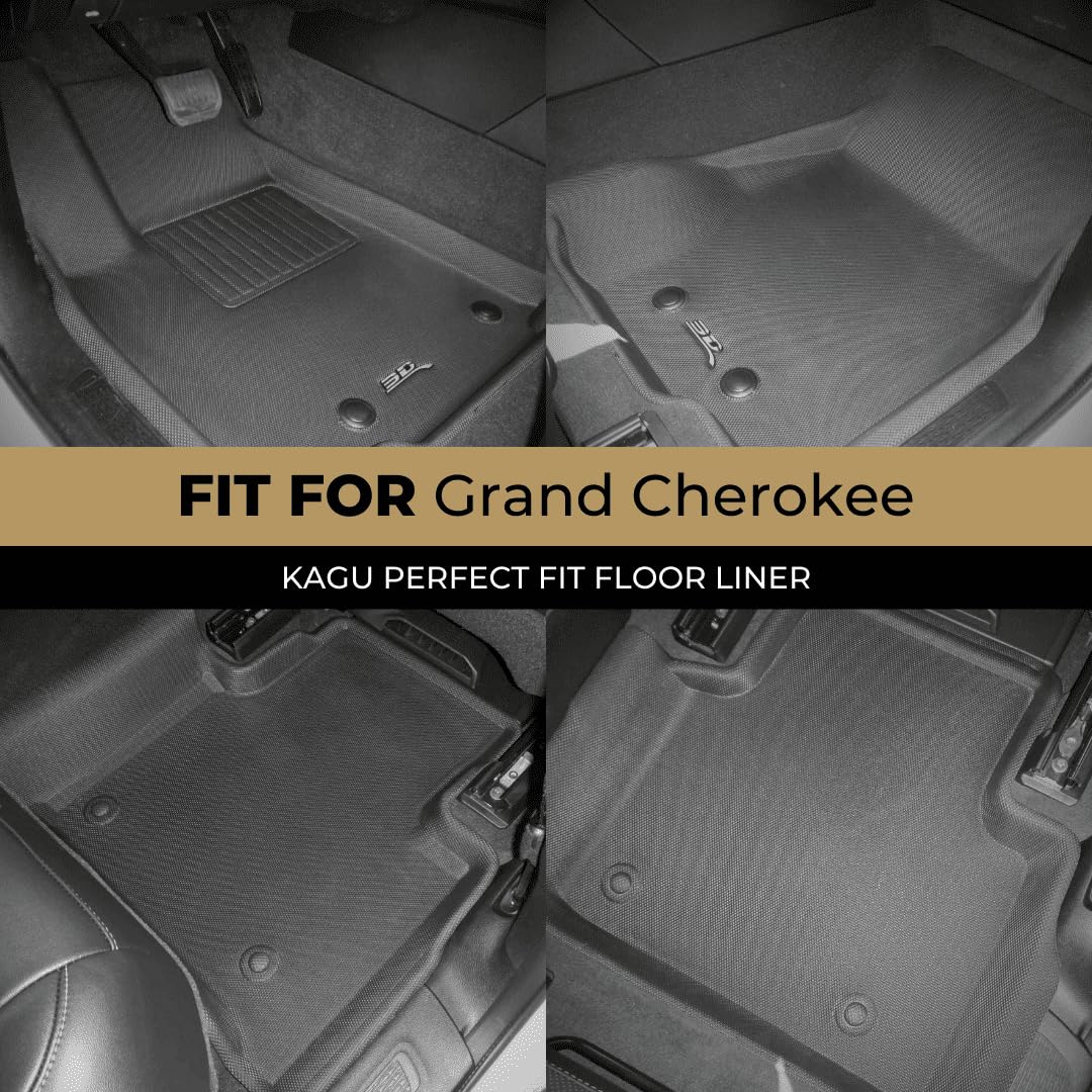 Kagu Floor Mat 3D MAXpider Custom Fit (Black) Compatible with Jeep Grand Cherokee (WL) 5-Seat 2022-2026 - Full Set