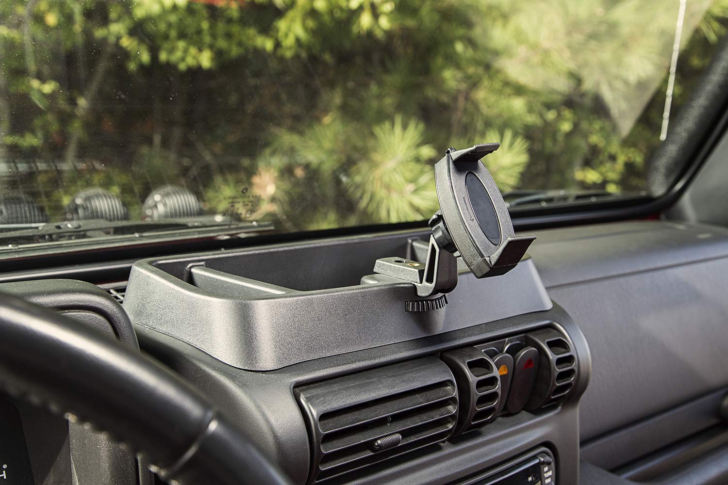 Multi-Mount Rugged Ridge Phone Holder for Jeep Wrangler TJ/LJ | Thermoplastic Olefin (TPO), Black | 13551.19 | Fits 1997-2006 Jeep Wrangler TJ/LJ