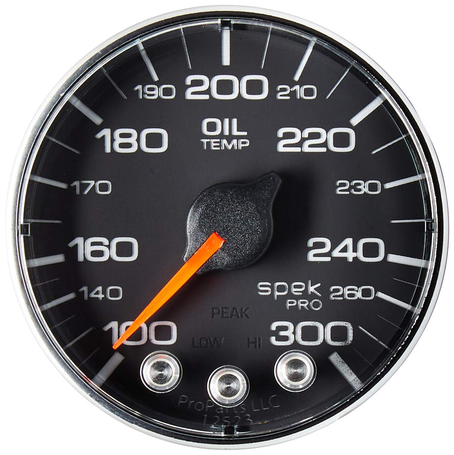Gauge AUTO METER P322318 Oil Temp (Spek-Pro 2 1/16", 300ºf, Stepper Motorwith Peak & Warn, Blk/Chrm, Spek-Pro)